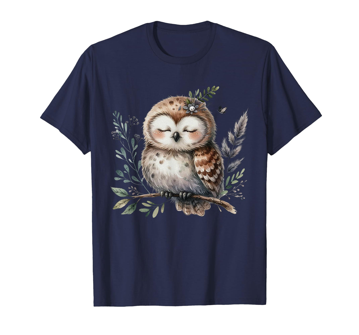 Peaceful Forest Owl Woodland Animal Nature Art T-Shirt