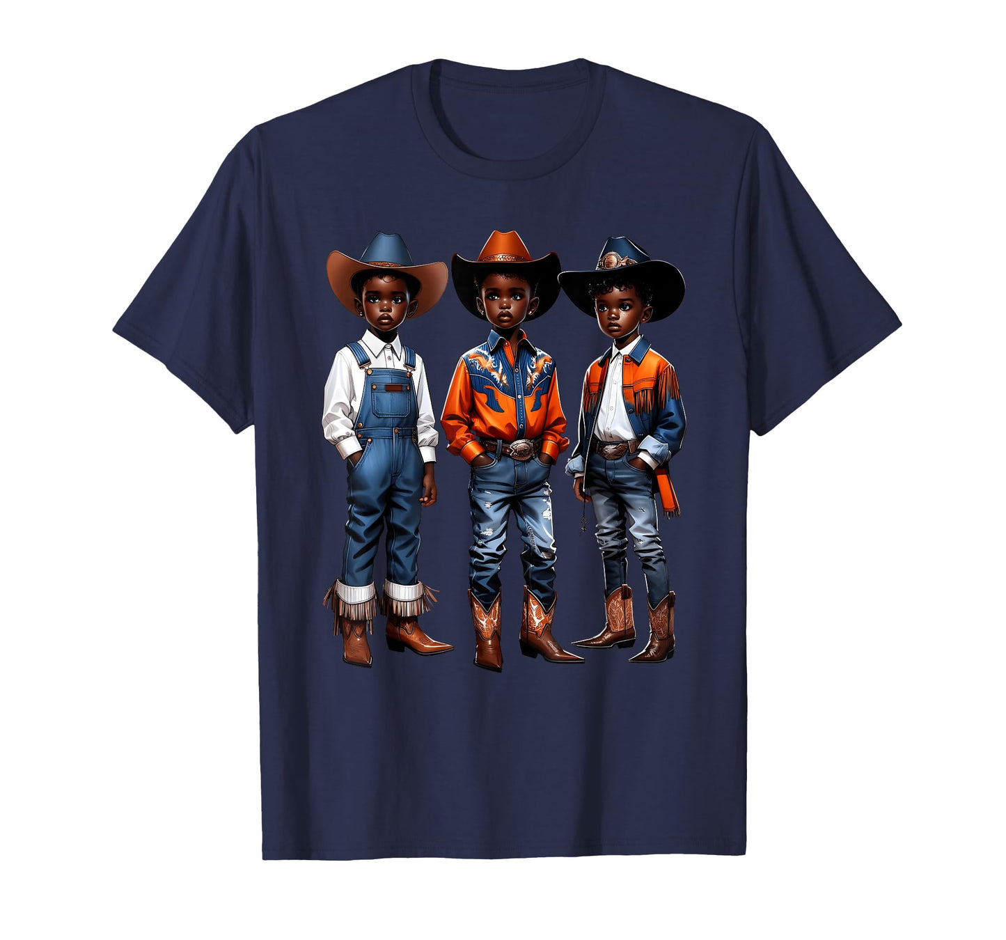 Black Cowboy Western Rodeo Melanin Black History Texas Kids T-Shirt