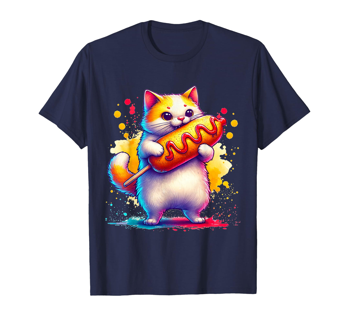 Cute Cat Eating Corndog. Funny Cats And Corndogs Lover T-Shirt