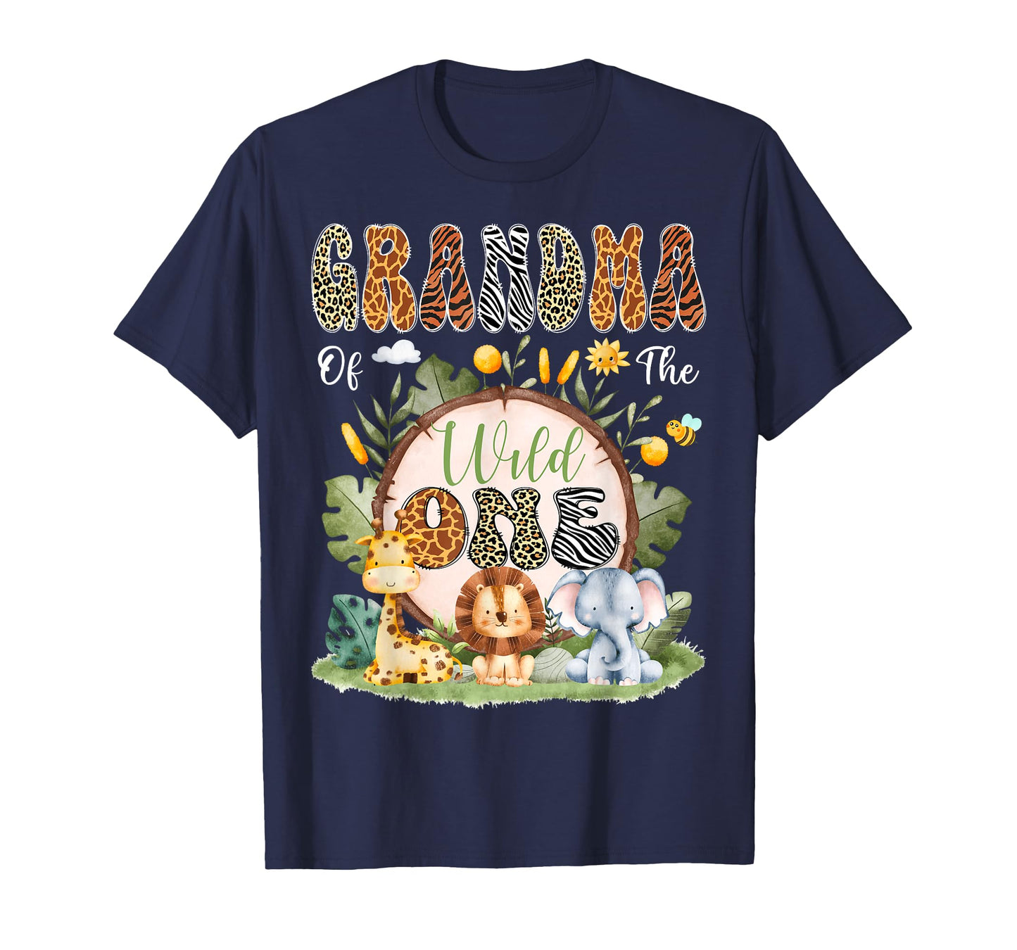 Grandma Of The Wild One 1St Bday Safari Jungle Animal T-Shirt
