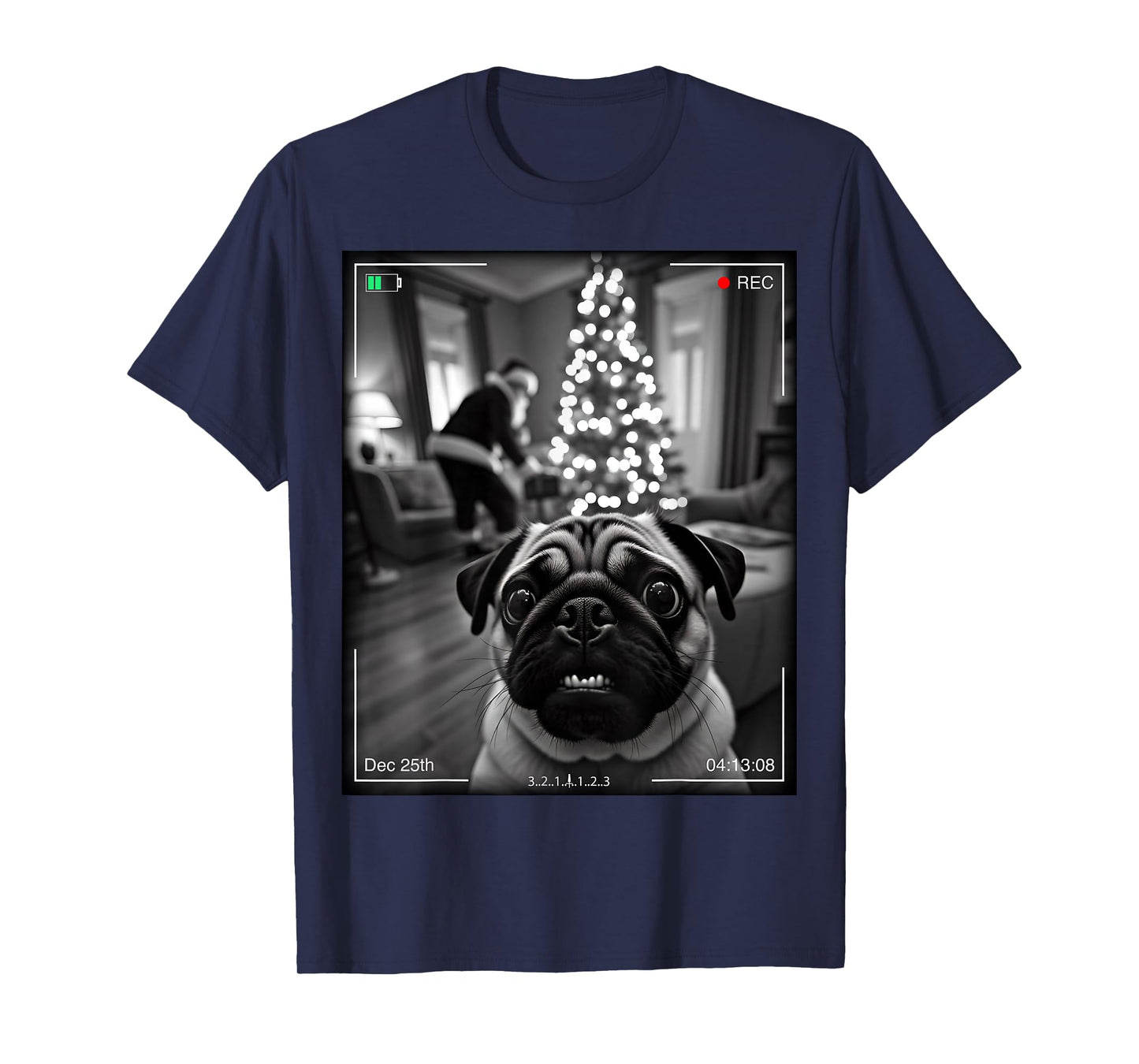 Pug Catches Santa On Camera Xmas T-Shirt