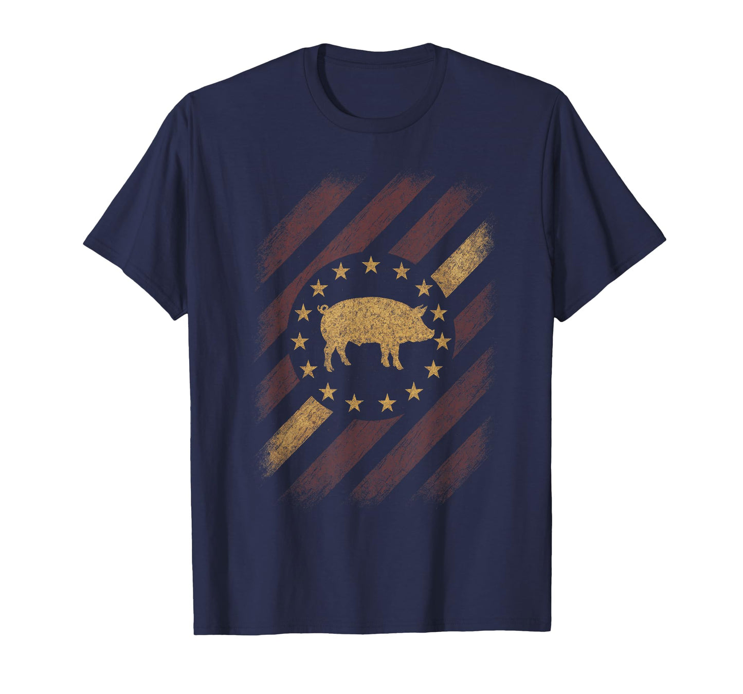 Vintage Pig Patriotic Design - Farm Animal Country T-Shirt