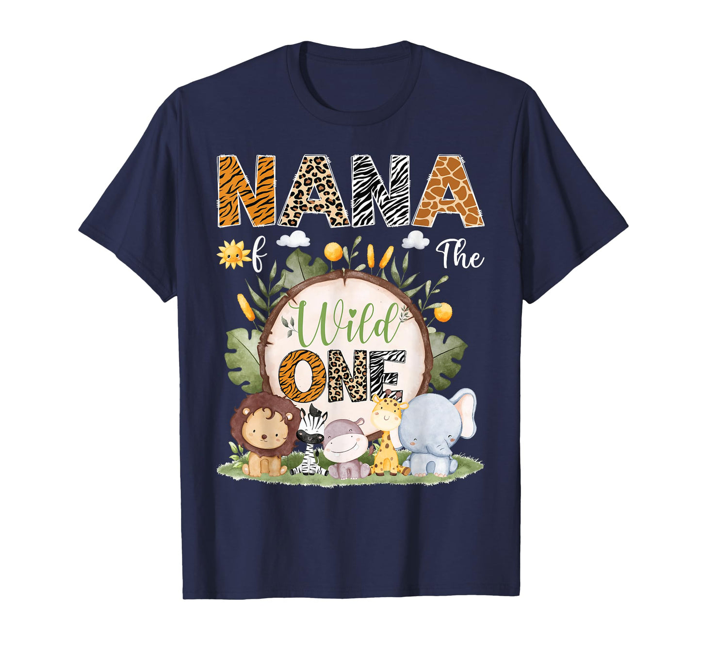 Nana Of The Wild One 1St Birthday Kids Safari Woodland T-Shirt