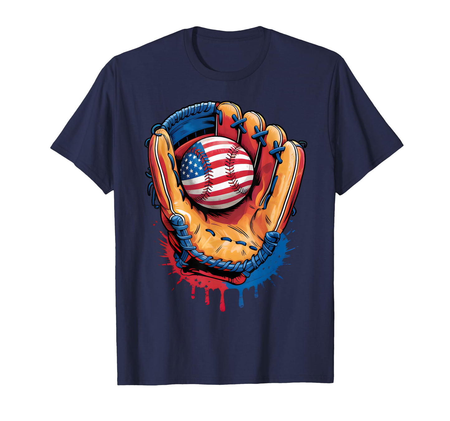 Baseball Drip Ice Cream Sprinkles 4th of July Baseball Glove T-Shirt