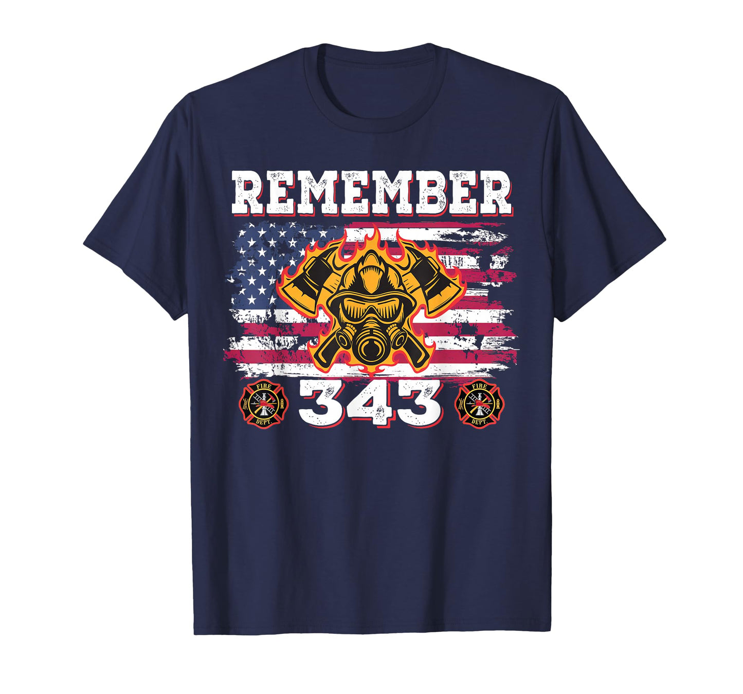Remember Vintage Distressed Firefighter American Flag 343 T-Shirt