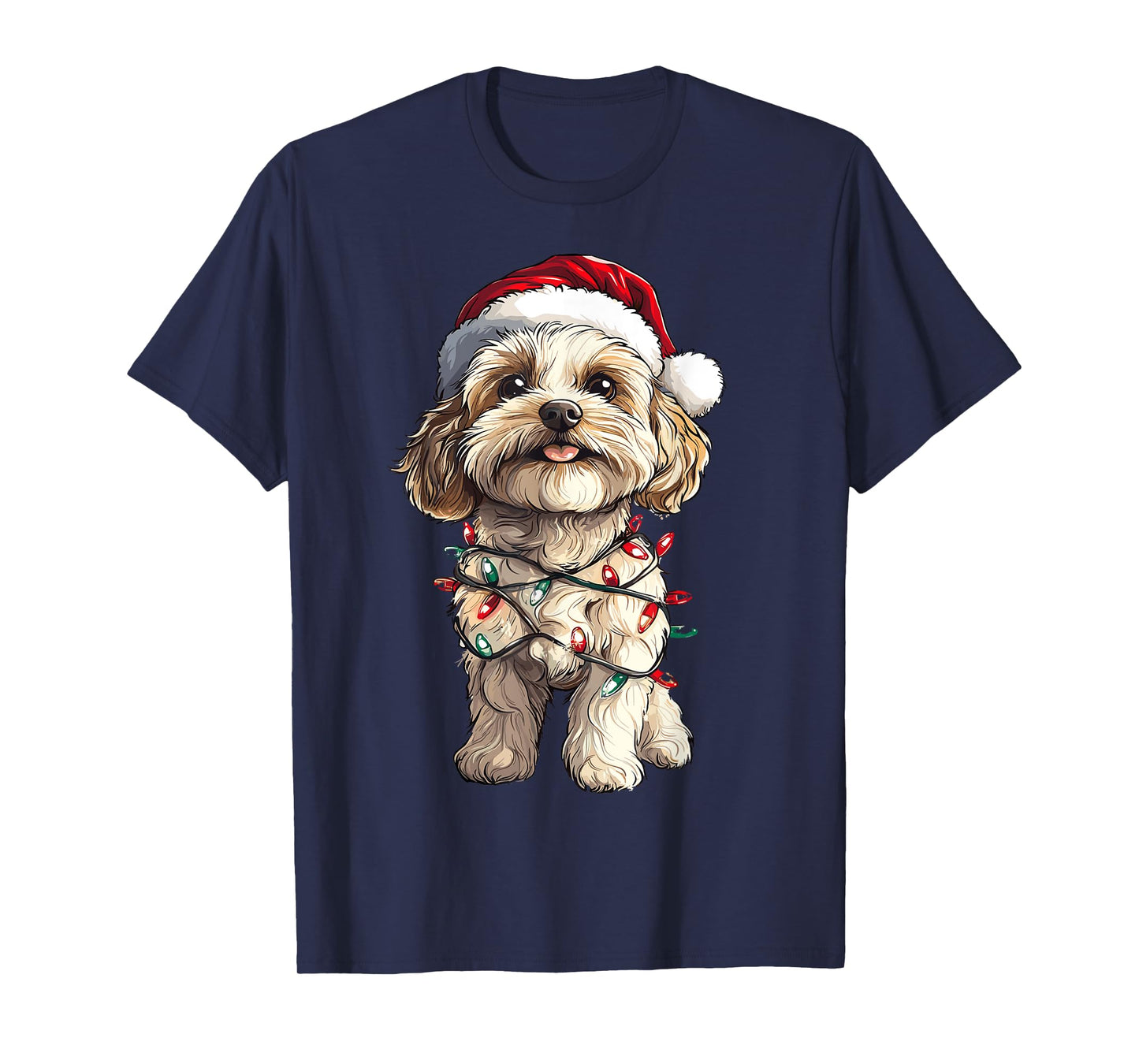 Cavachon Santa Christmas Tree Lights Xmas Dog Lover Pajama T-Shirt