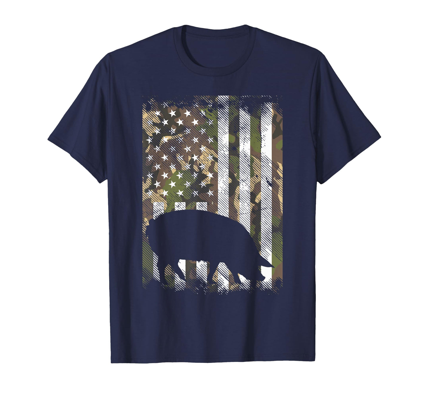 Camo US Flag Pig Vintage Farm Animal Patriotic Farmer Gift T-Shirt