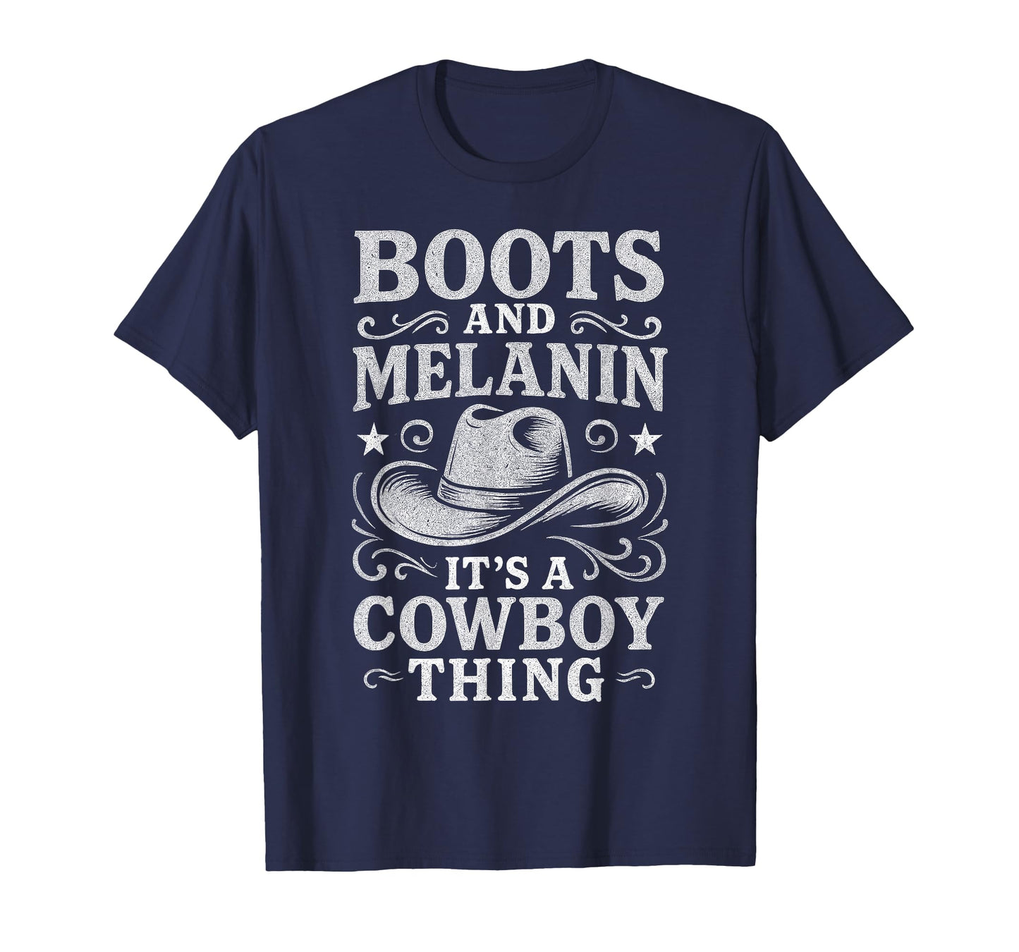 Western Country Texas Rodeo Black Cowboy Boots and Melanin T-Shirt