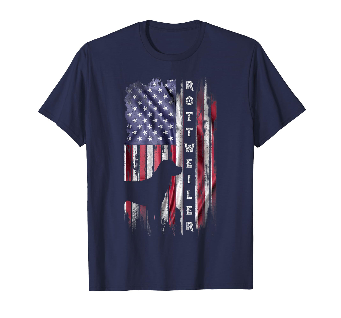 Vintage USA Flag Rottweiler Dog Rottie Lover Silhouette T-Shirt