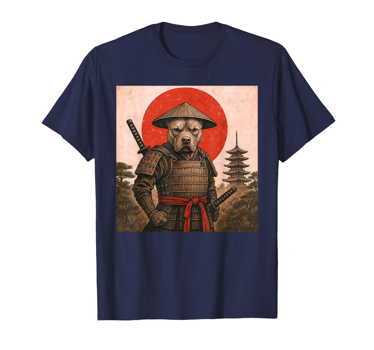 Pit Bull Samurai Warrior Vintage Japanese Ukiyo-e Dog Lover T-Shirt