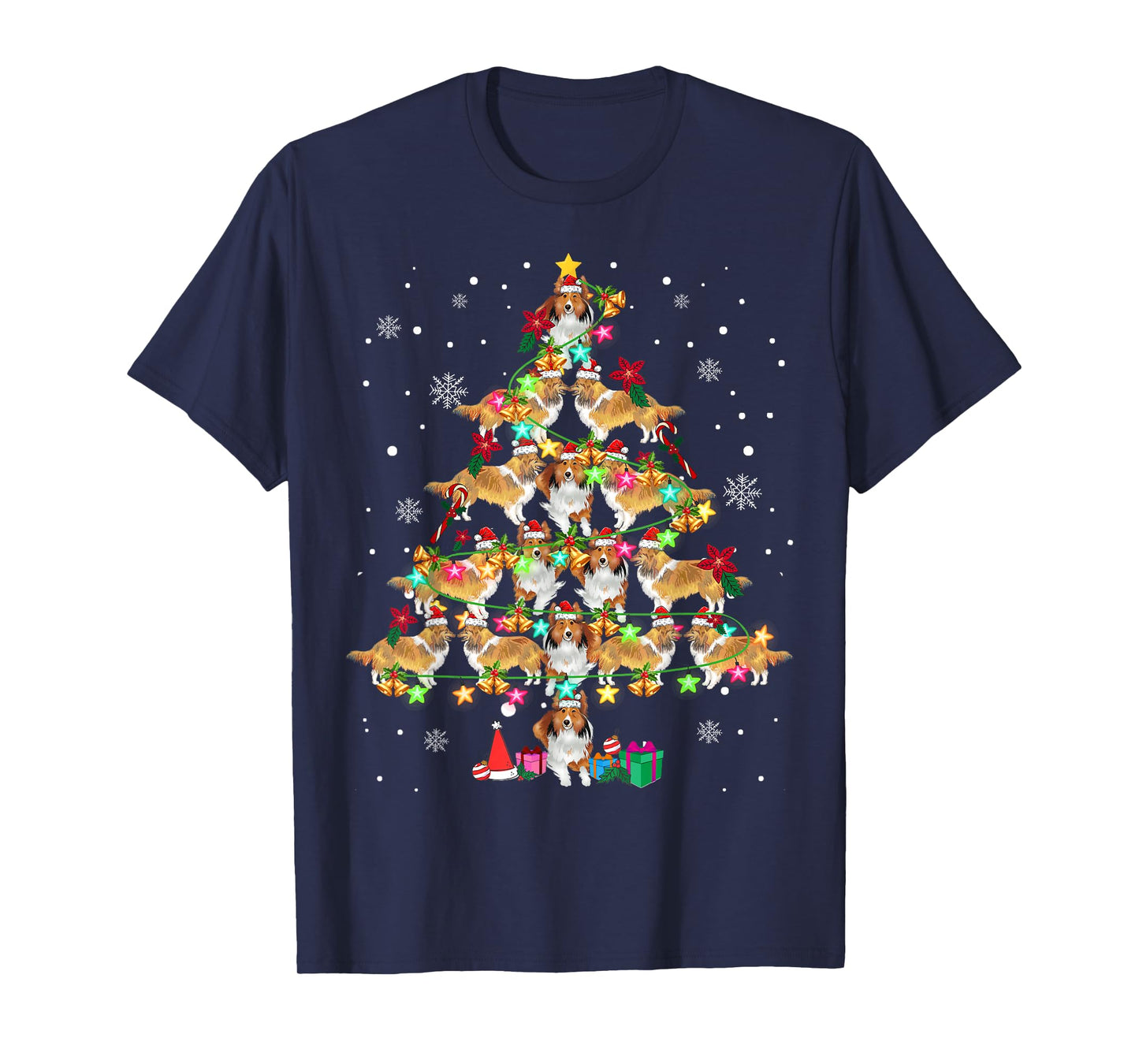 Shetland Sheepdog Christmas Tree Funny Sheltie Christmas T-Shirt