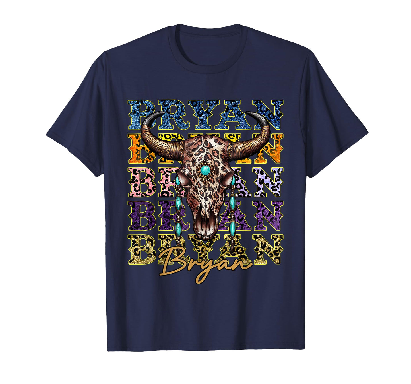 Vintage Bryan Name Bull Skull Country Cowboy Western T-Shirt