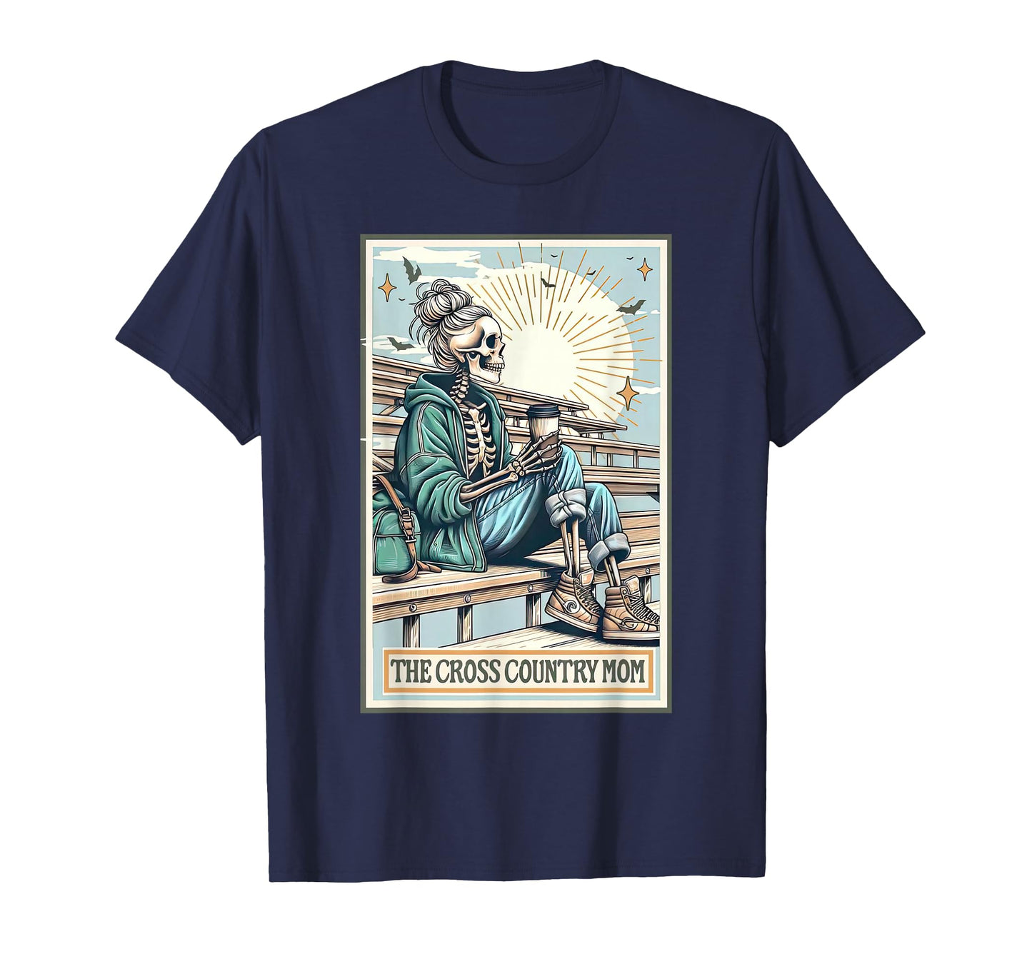 The Cross Country Mom Skeleton Tarot Card Track Mom Running T-Shirt