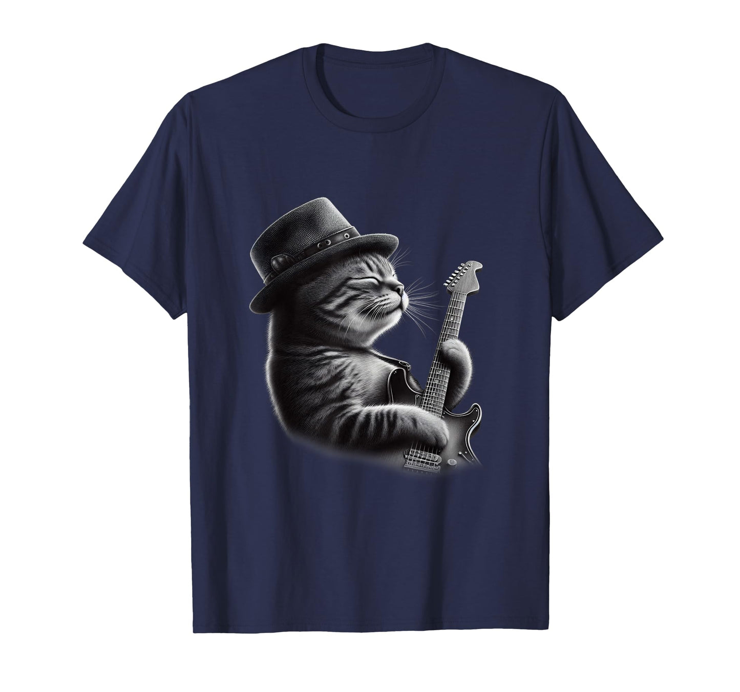 Cat Playing Guitar - Funny Rock Music Guitar Cat T-Shirt
