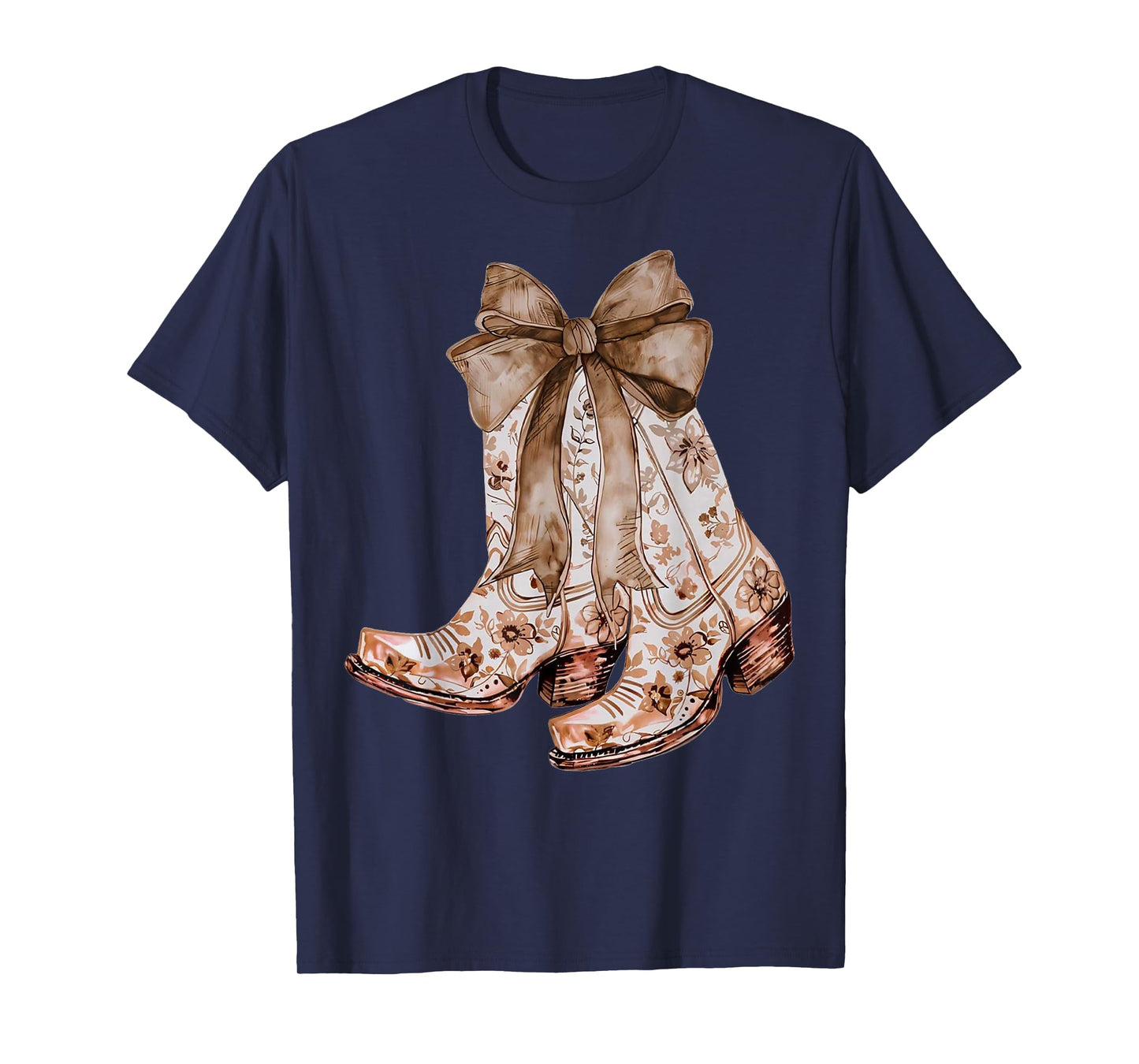 Western Cowgirl Bow Howdy Brown Leather Bow Cowhide Coquette T-Shirt