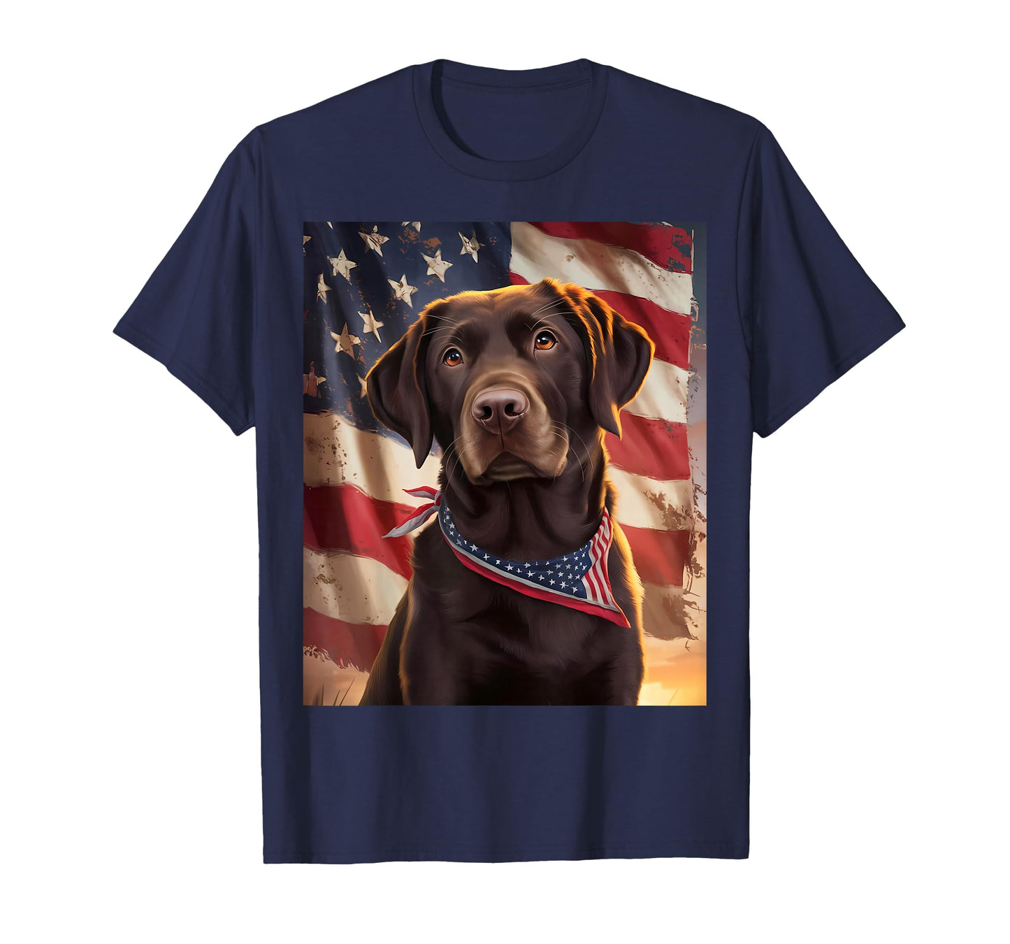 American Flag 4th of July Dog American Chocolate Labrador T-Shirt