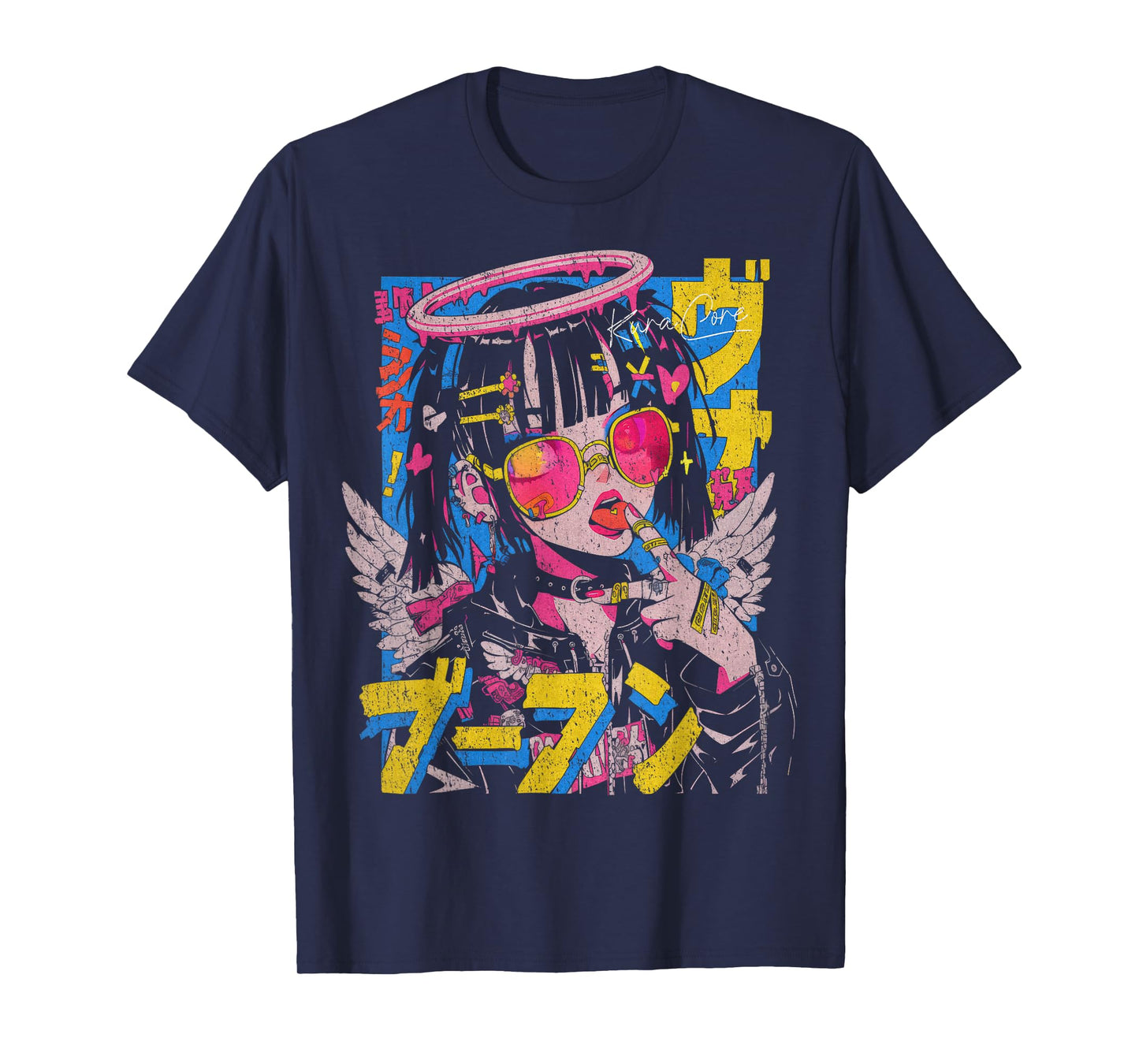 Japanese Streetwear Cyberpunk Angel Y2K Techwear Manga Anime T-Shirt