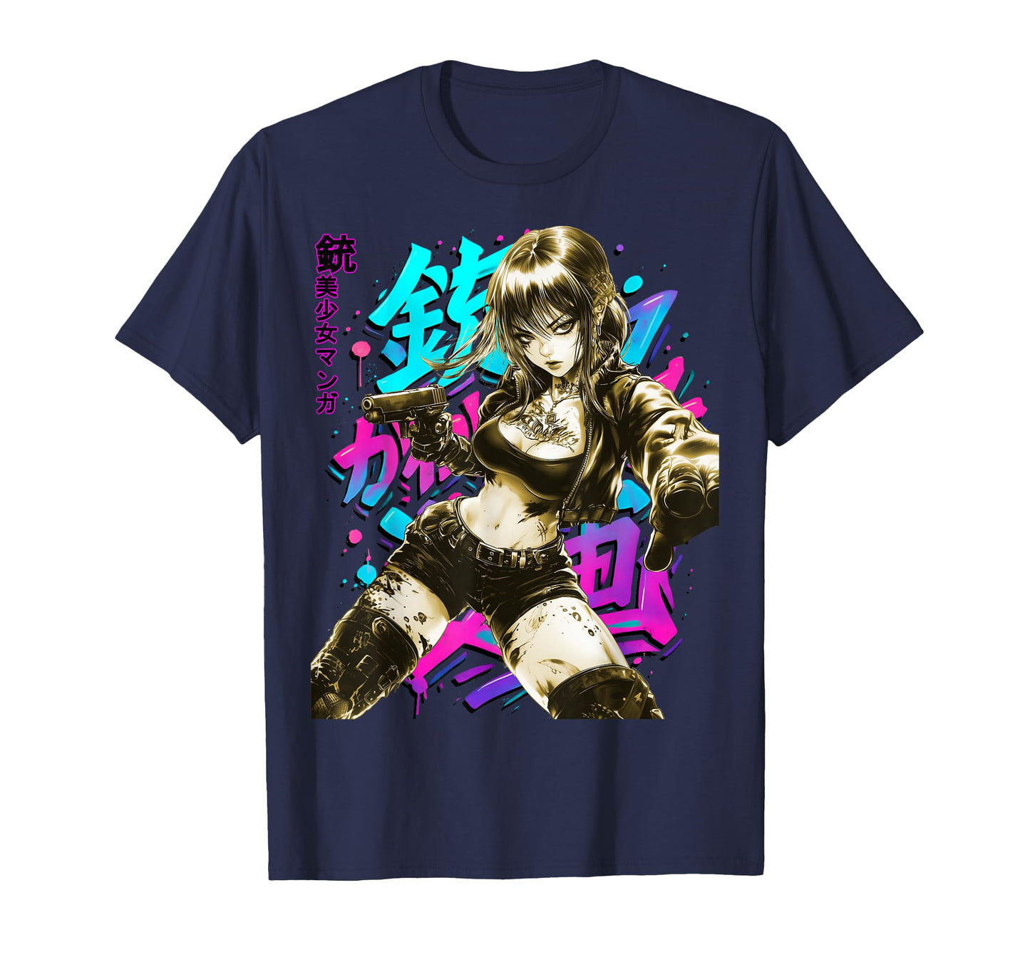 Anime Waifu Sketch Line Art Manga Graffiti Graphic T-Shirt
