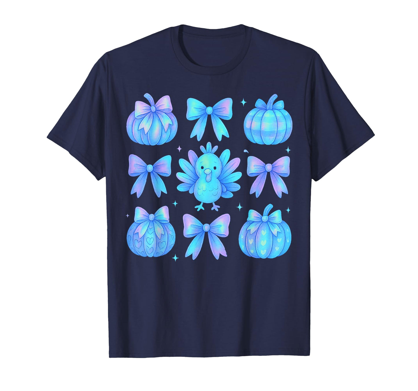 Pumpkin Season Thanksgiving Coquette Bow Autumn Fall Leaves T-Shirt