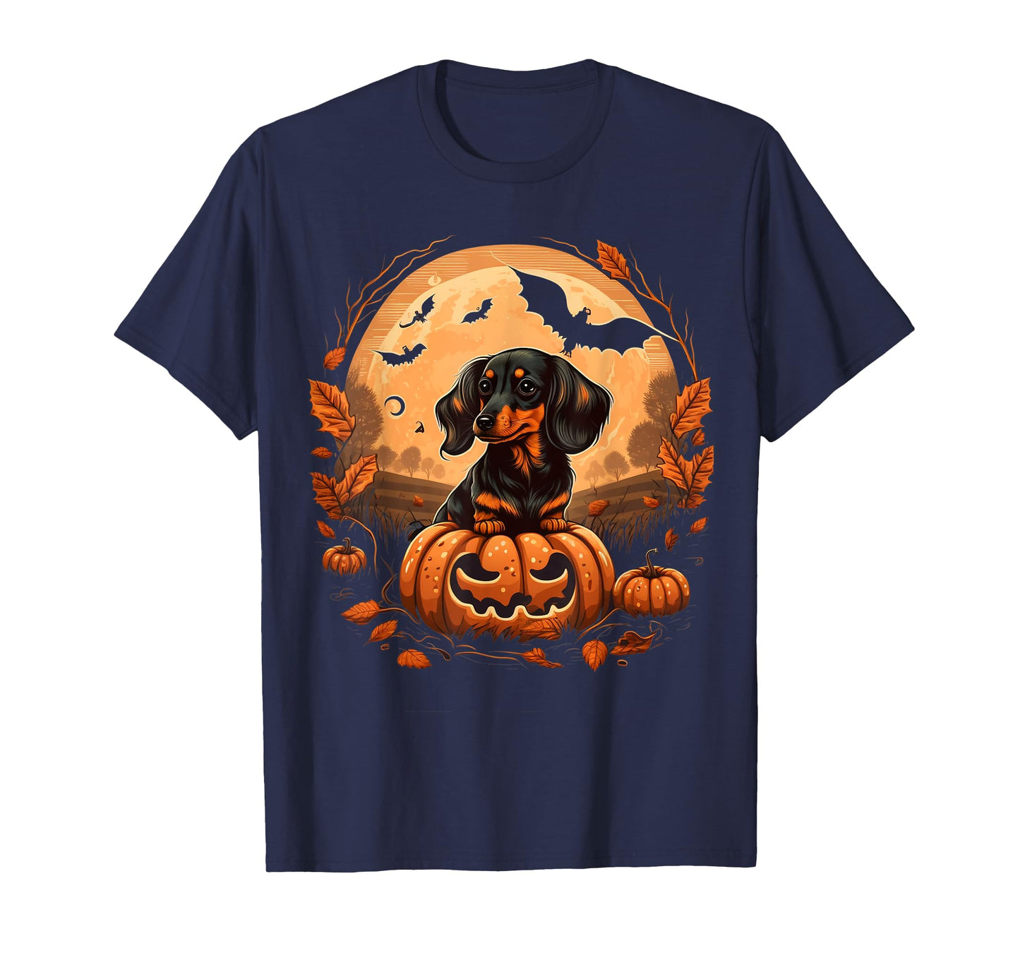 Pumpkin Dachshund costume on Dachshund Halloween T-Shirt