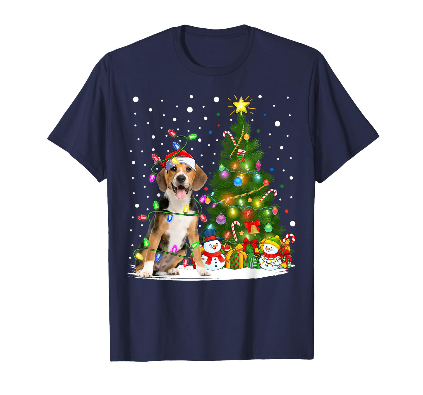 Santa Beagle Dog Xmas Tree Lighting Beagle Christmas Men Women Kids T-Shirt