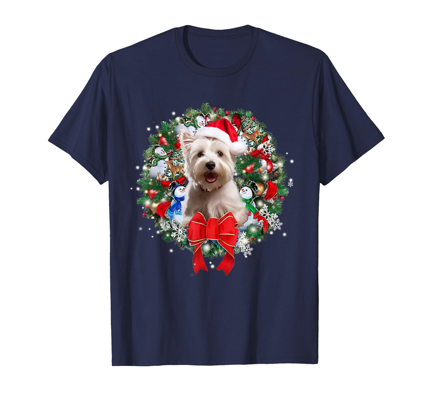 Westie Christmas Wreath Decoration Xmas Pajamas T-Shirt
