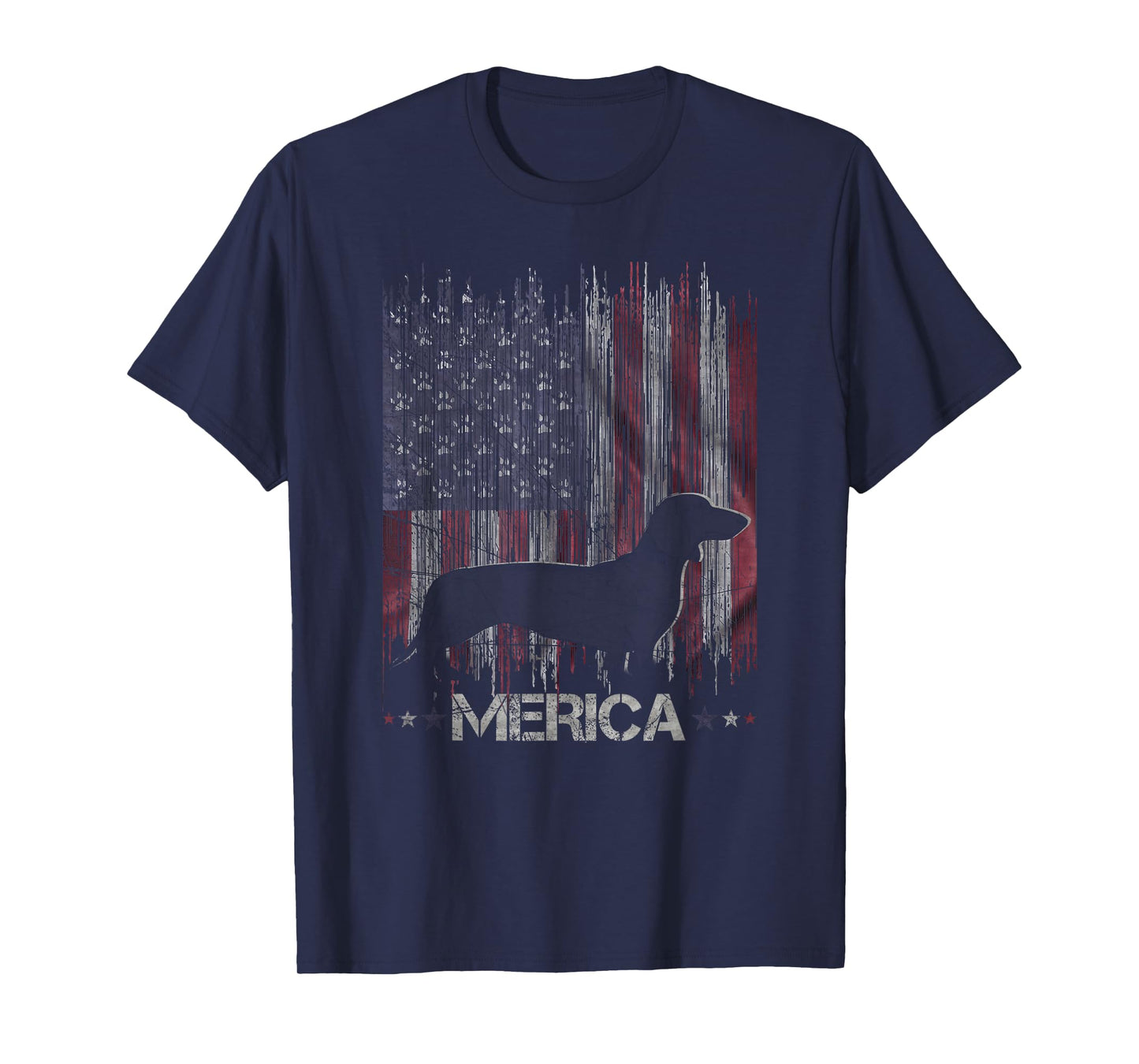Vintage Dachshund Dog, Merica Weiner Dog USA Flag T-Shirt
