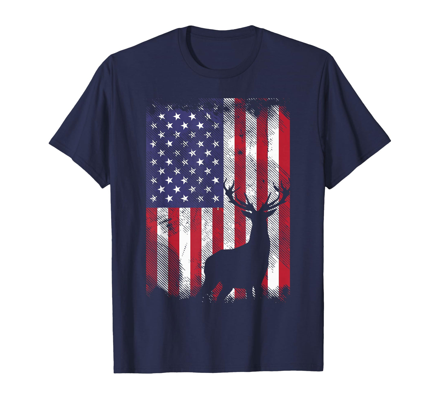 American Flag Deer Elk Hunting USA Patriotic Hunter Gift T-Shirt