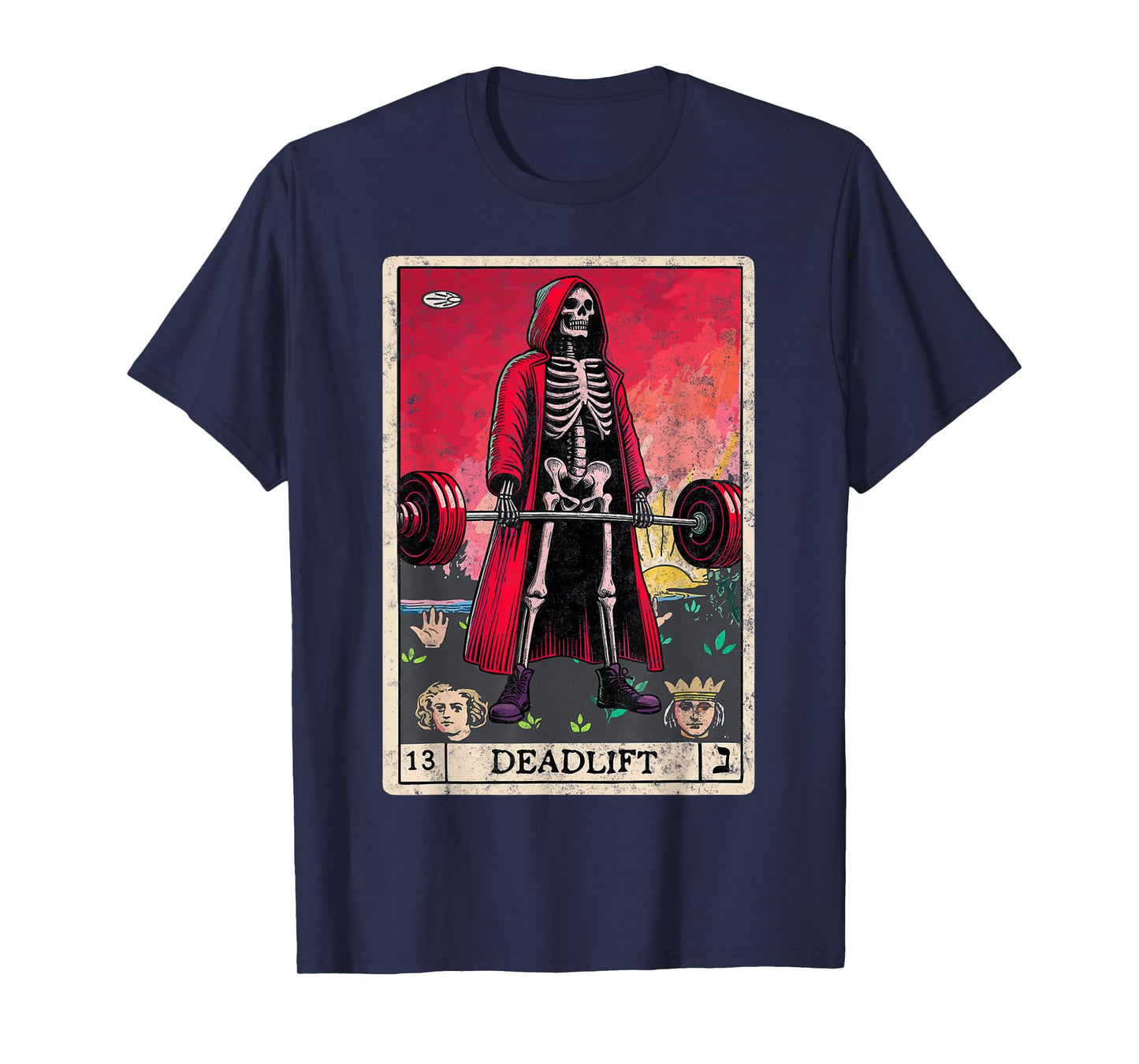 Vintage Deadlift Skeleton Halloween Gym Jokes Weightlifting T-Shirt