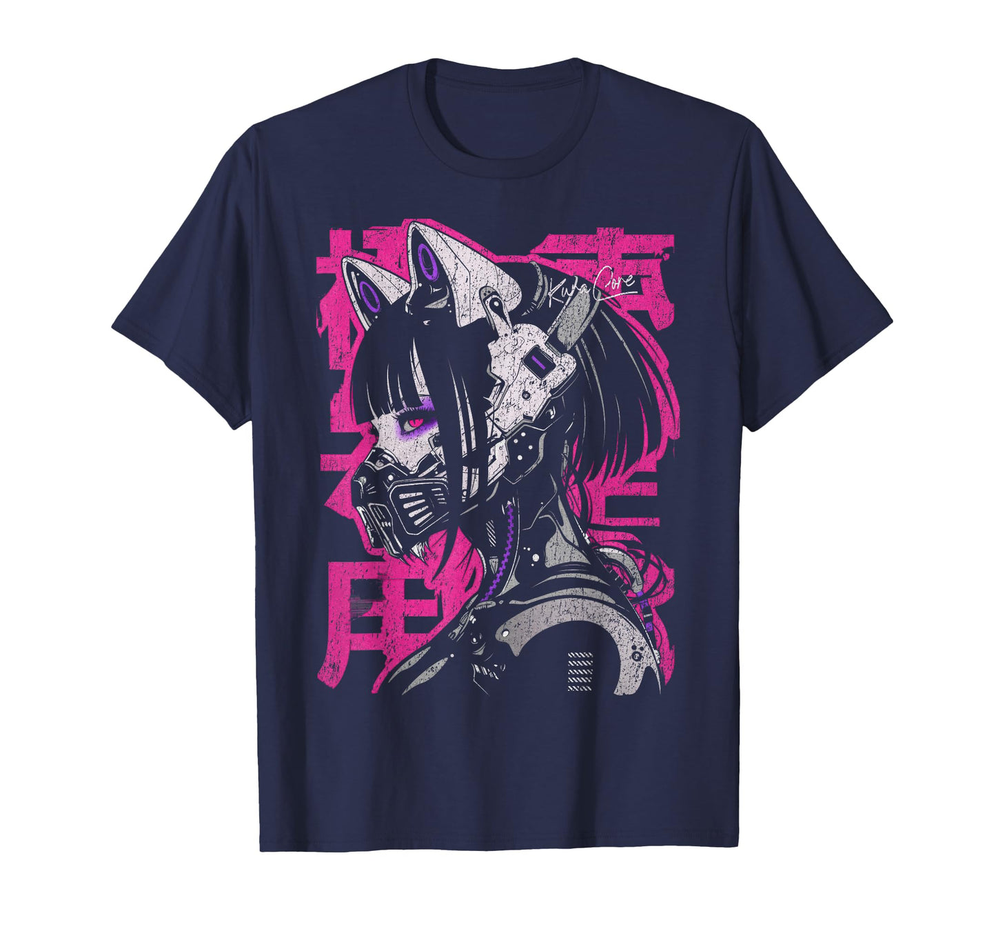 Japanese Streetwear Cyberpunk Y2K Techwear Neko Manga Anime T-Shirt