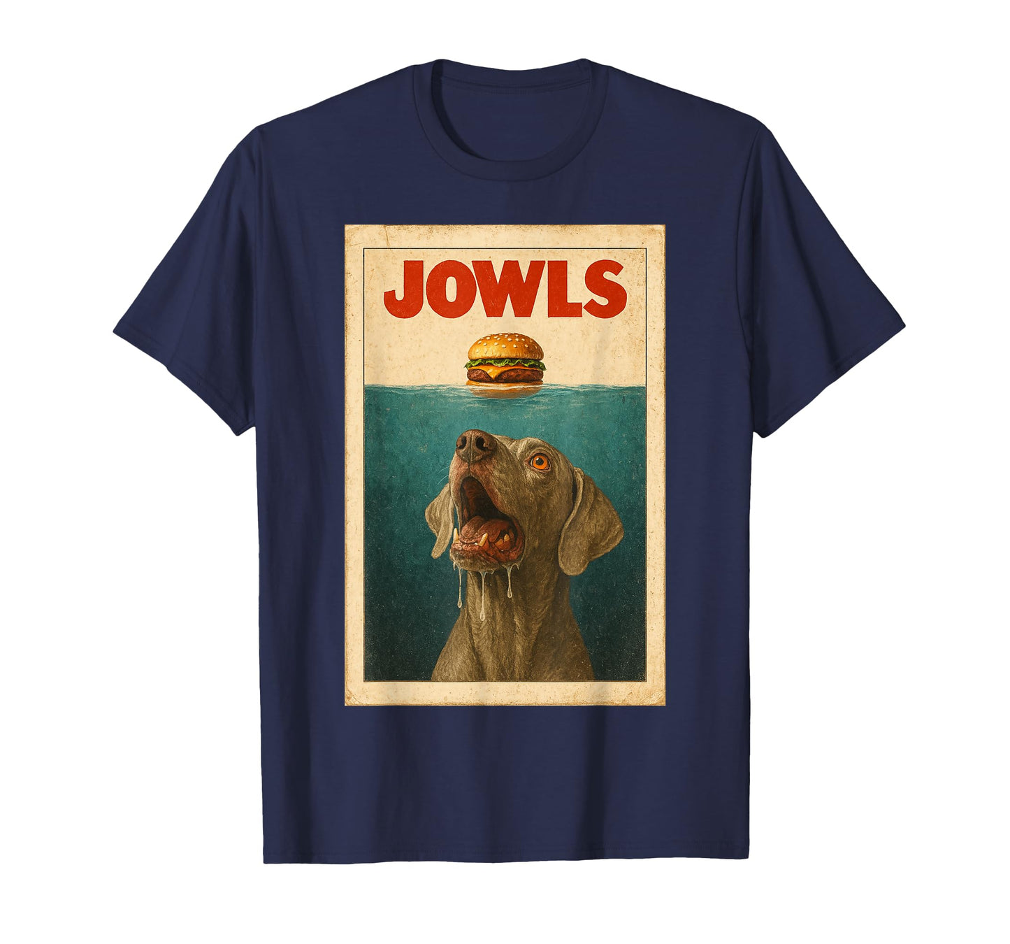 Funny Weimaraner Jowls Dog Burger Design T-Shirt