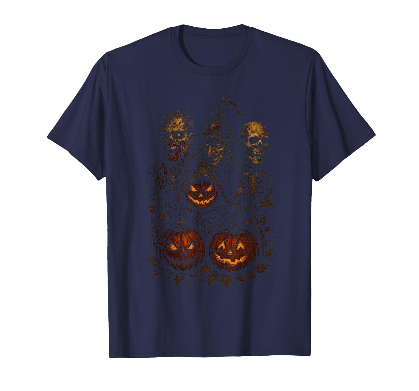 Spooky Halloween Creepy Pumpkin Scary Witch Zombie Skeleton T-Shirt