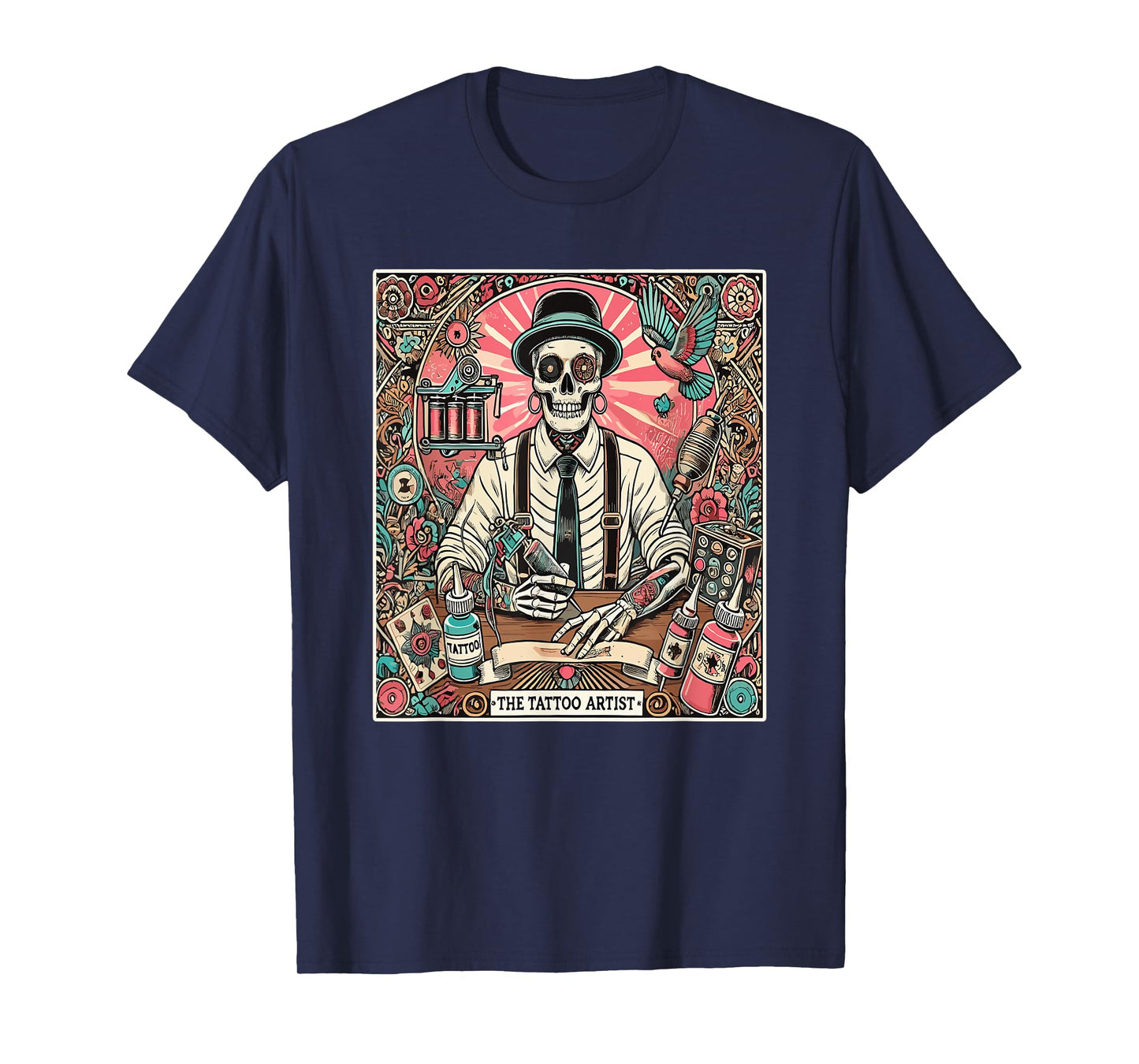 Tattoo Artist Tarot Card Skeleton Drawing Tattooist T-Shirt