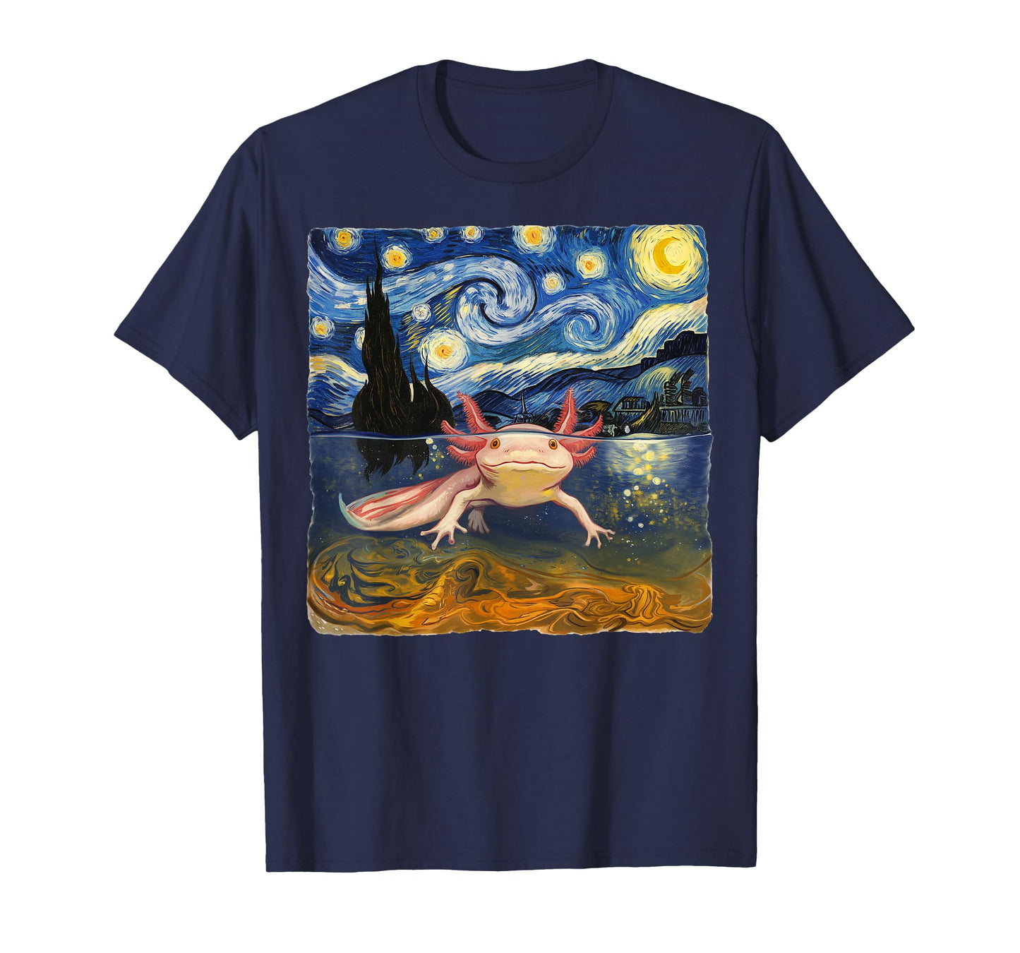 Axolotl Starry Night Van Gogh Funny Gifts For Men Women Kid T-Shirt