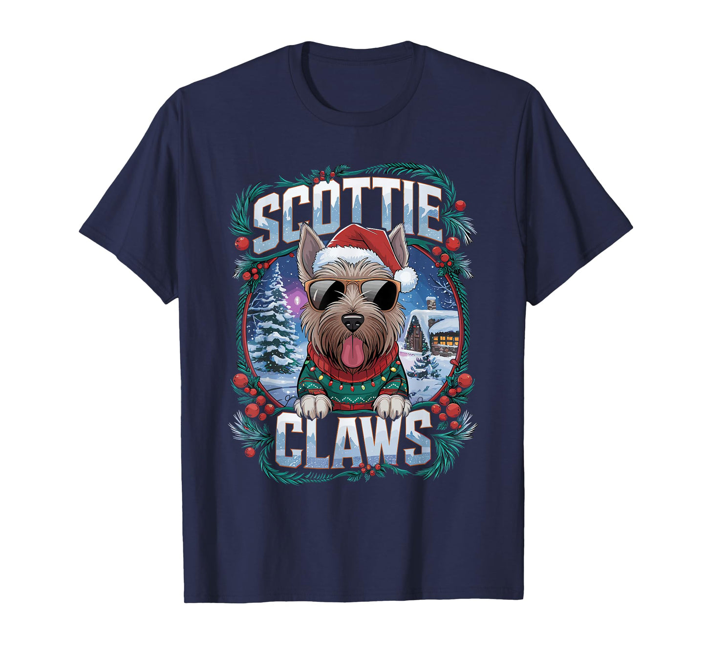Christmas Top Santa Scottie Claws Dog Owner Scottish Terrier T-Shirt
