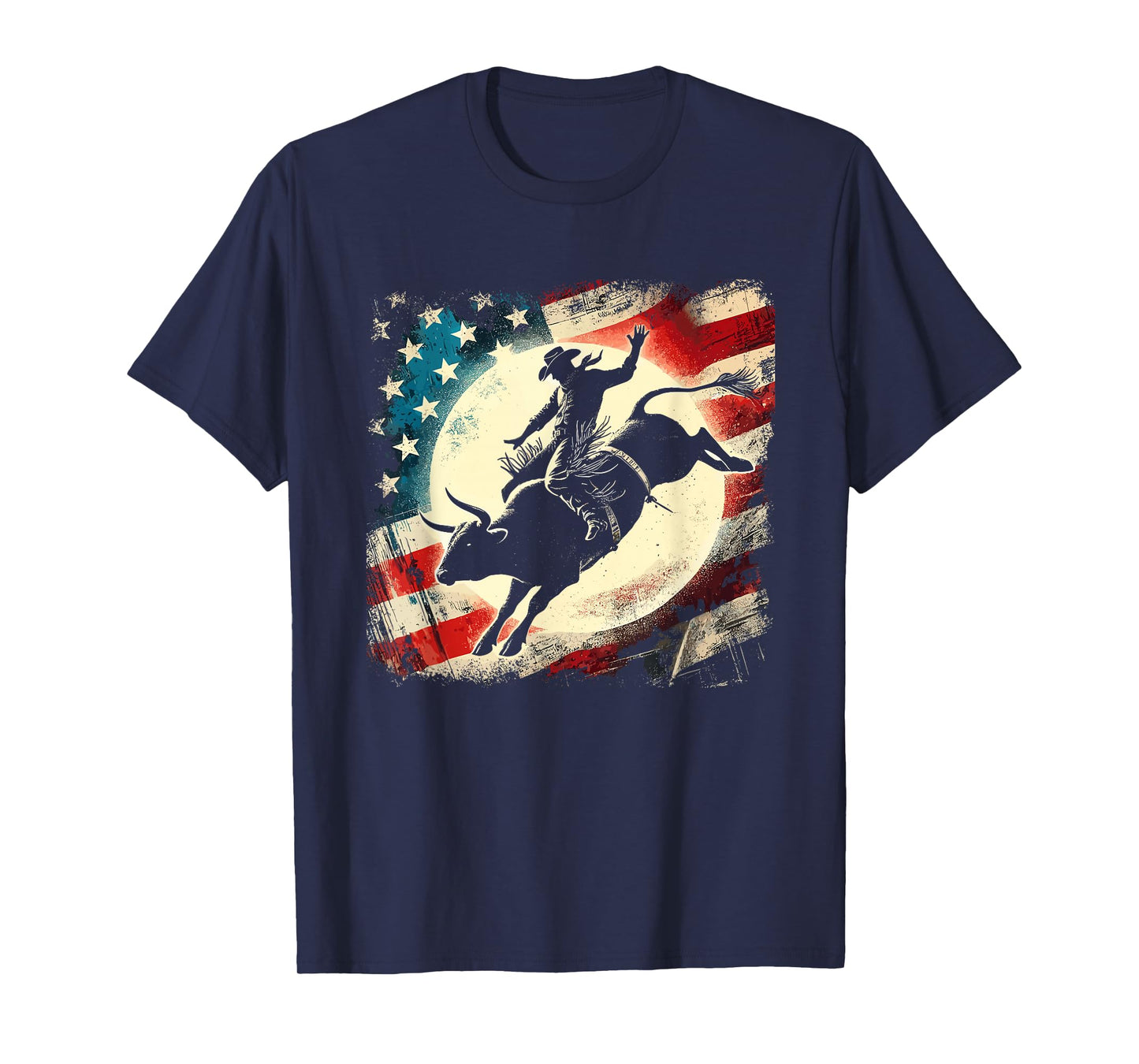 Bull Riding & Rodeo Bull Rider, Cowboy, Western & USA Flag T-Shirt