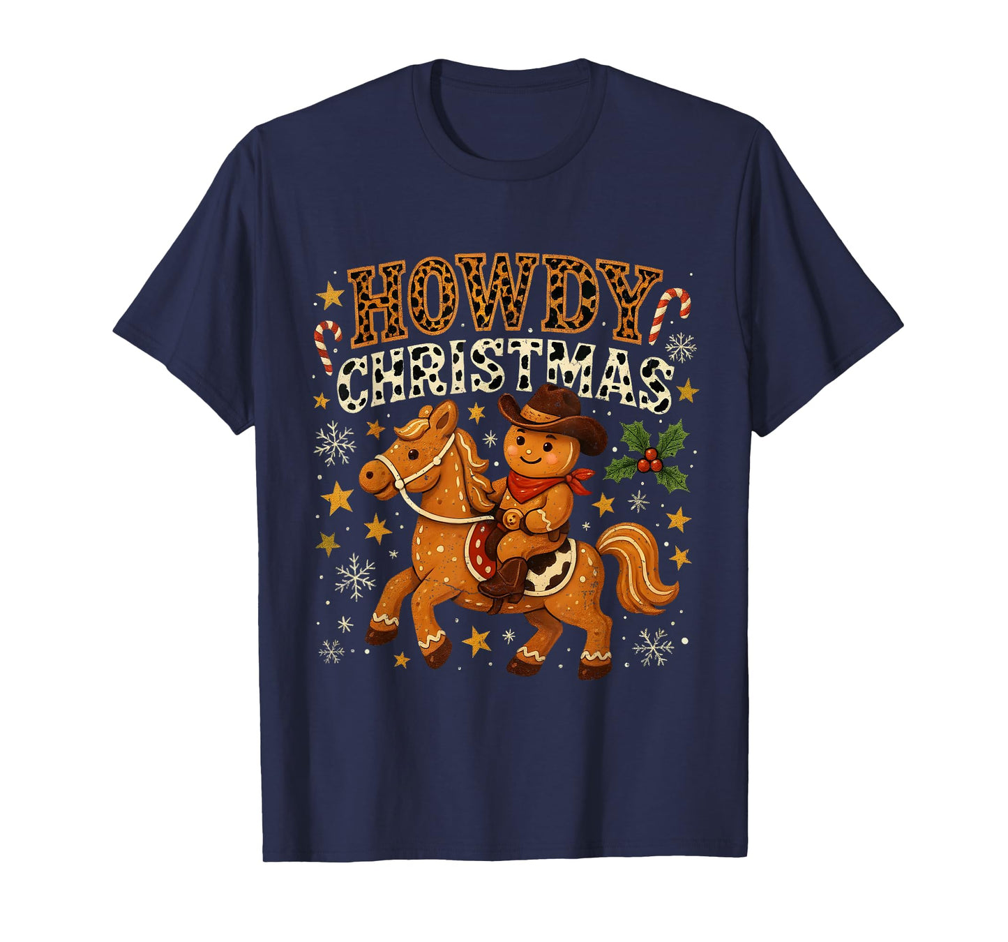 Howdy Christmas Cowboy Gingerbread Design T-Shirt