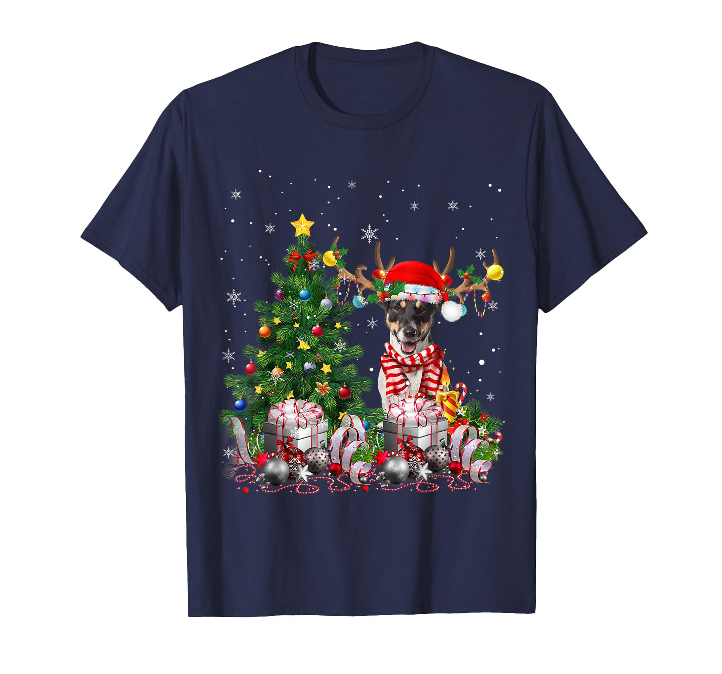 Jack Russell Terrier Christmas Tree Light Santa Pajamas Xmas T-Shirt