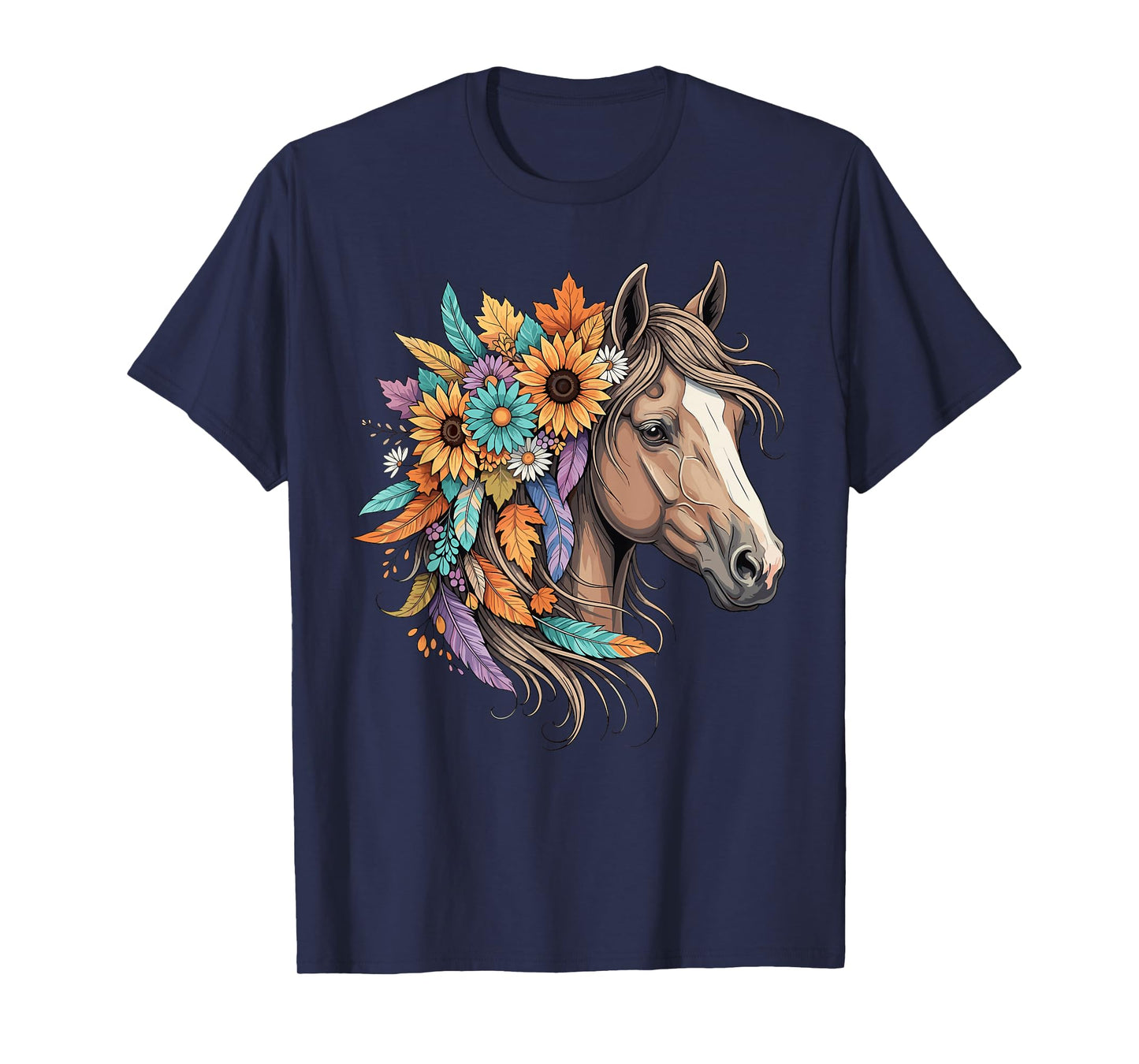 Floral Wild Horse Country Horse Riding Women Girls T-Shirt