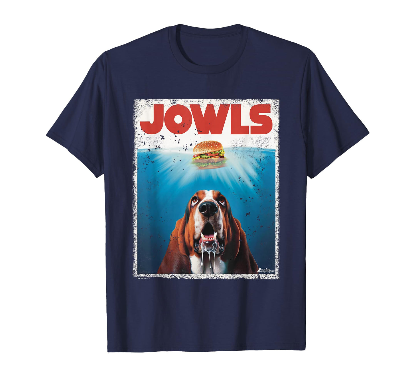 Funny Bassett Hound Dog Jowls Burger, Puppy Dog Eyes Dog Mom T-Shirt