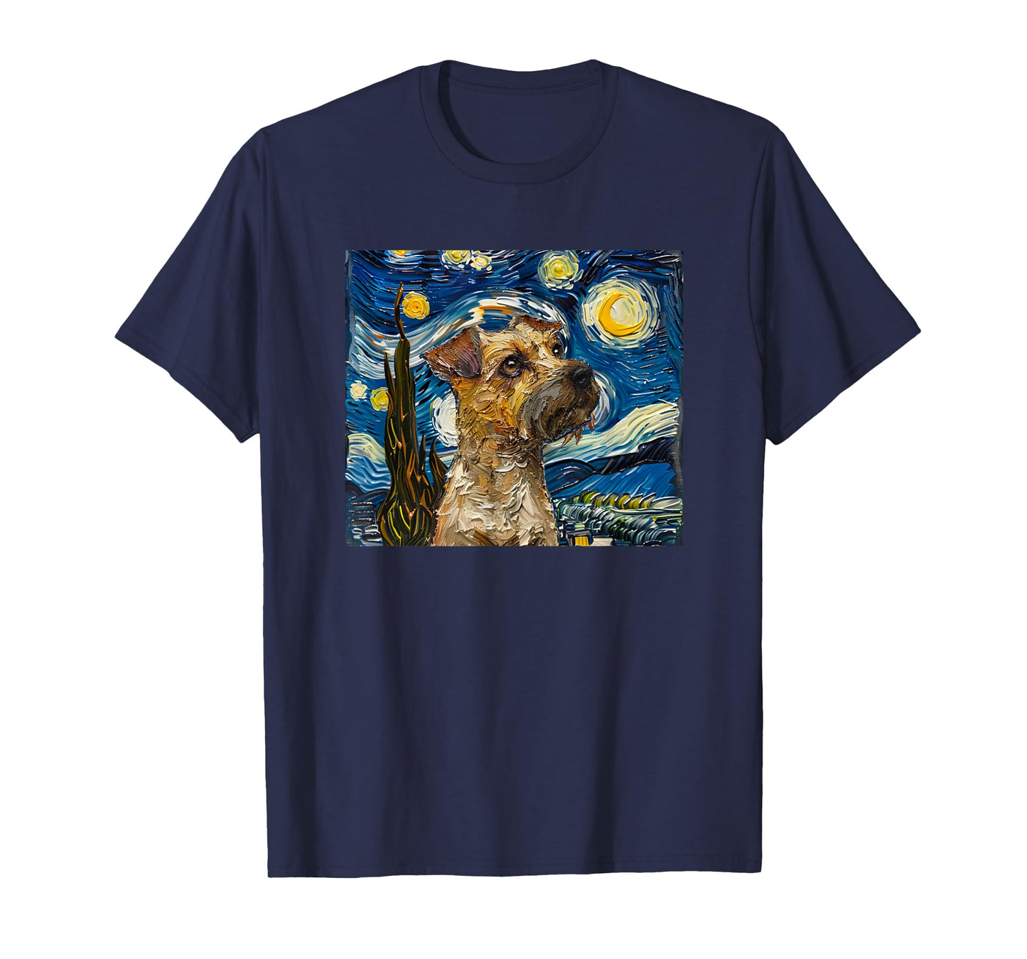 Mens Womens Kids Painting Starry Night Border Terrier Lover T-Shirt