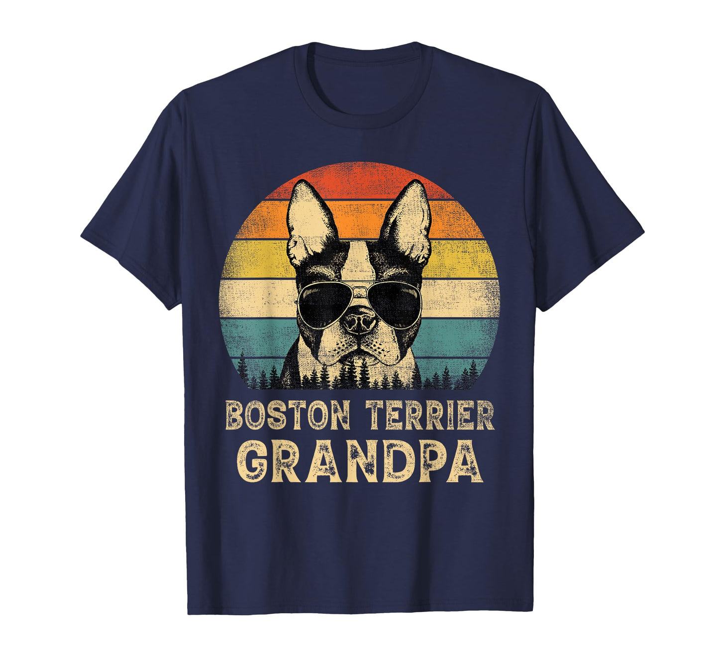 Vintage Boston Terrier Grandpa Dog Lovers Father's Day T-Shirt