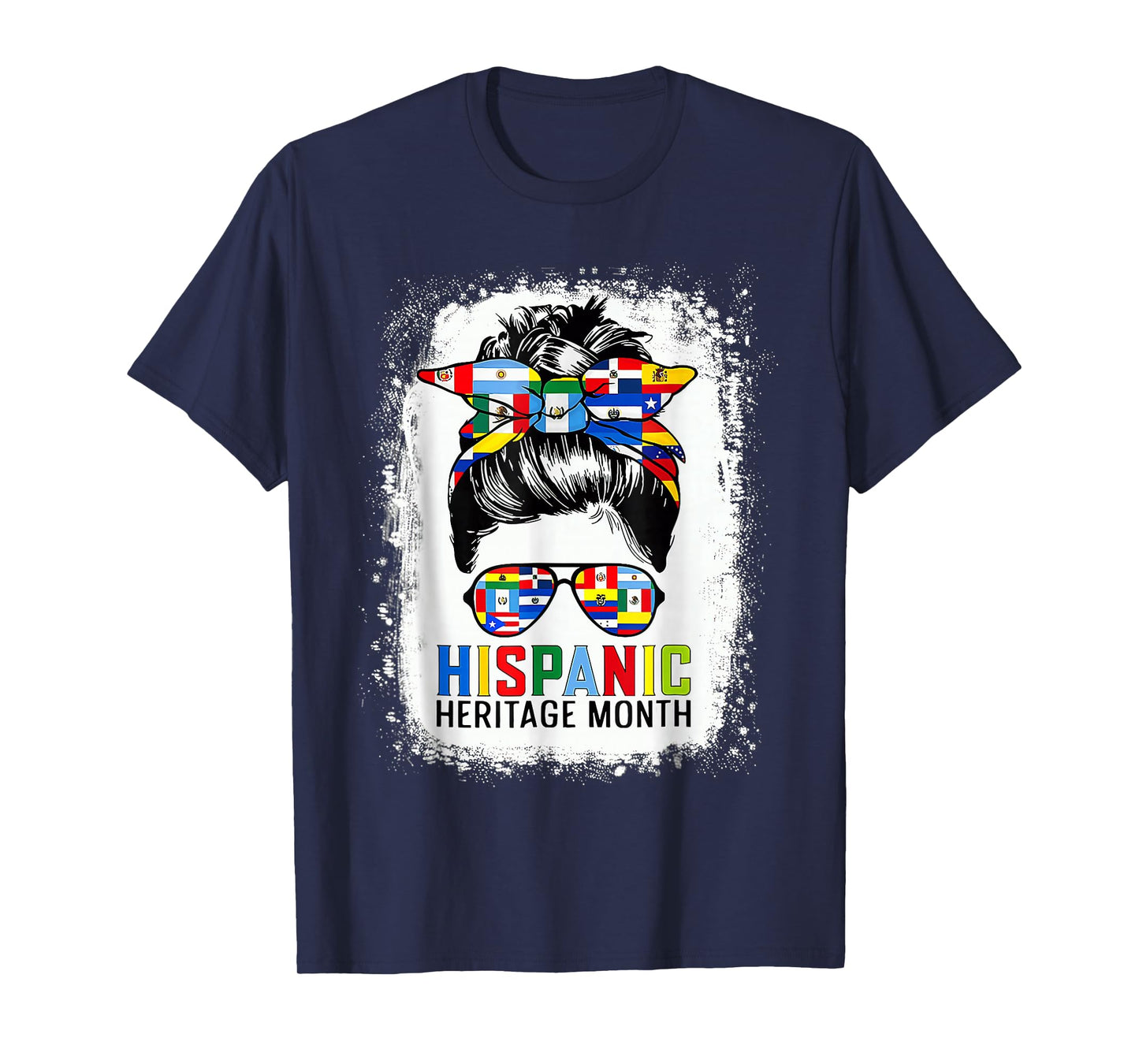 National Hispanic Heritage Month Messy Bun All Countries T-Shirt