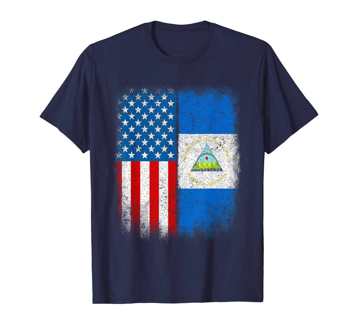 Vintage Half Nicaraguan American Flag Usa Nicaragua Country T-Shirt