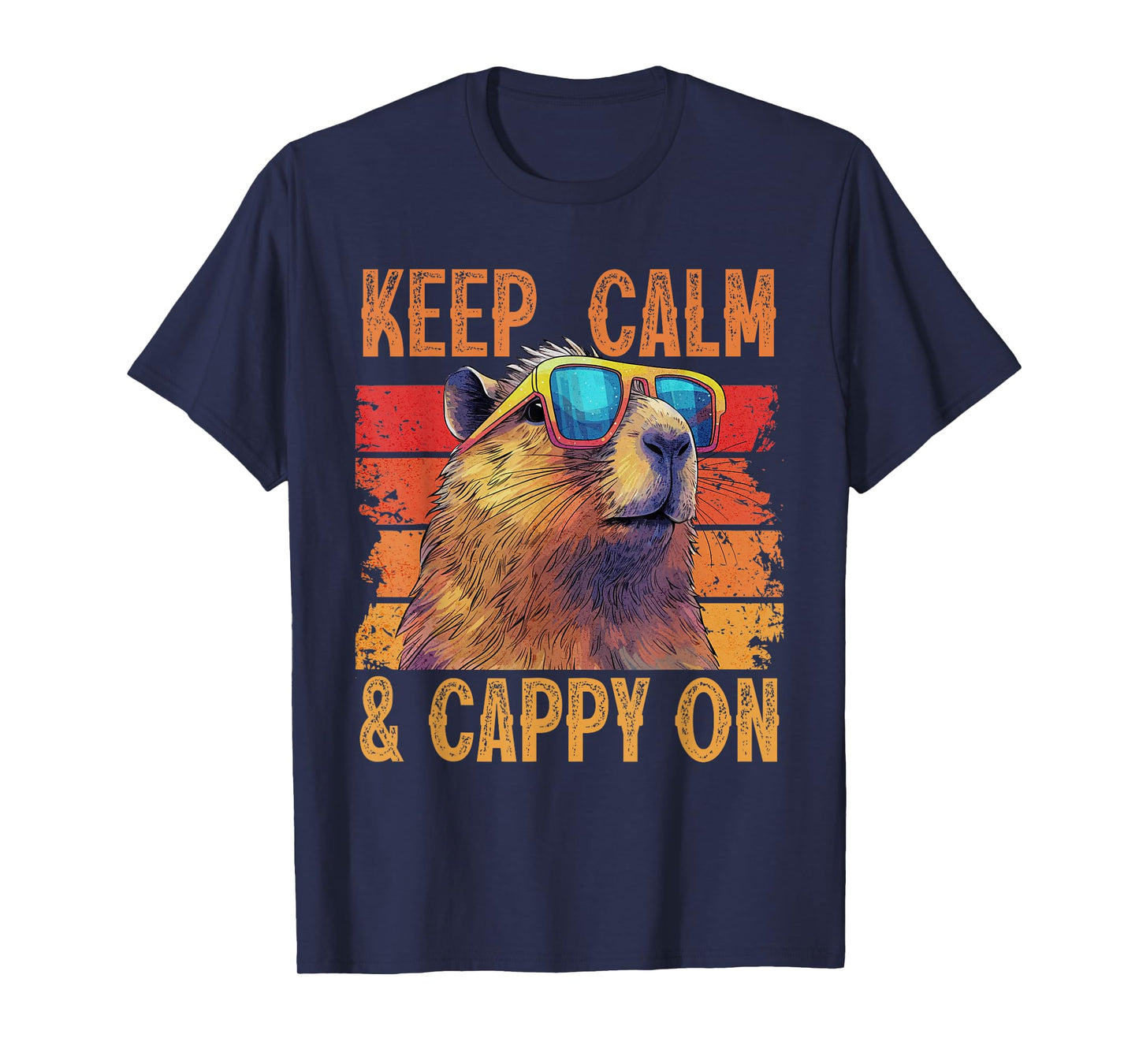 Keep Calm and Cappy On Funny Retro Vintage positive Capybara T-Shirt