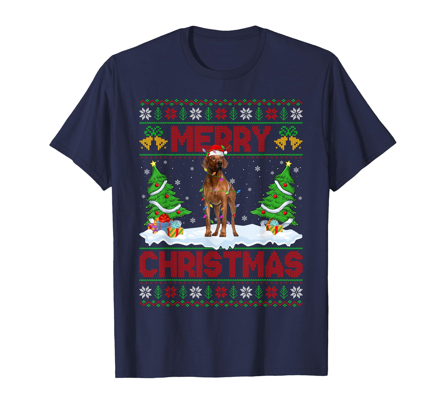 Rhodesian Ridgeback Christmas Ugly Sweater Funny Dog Xmas T-Shirt