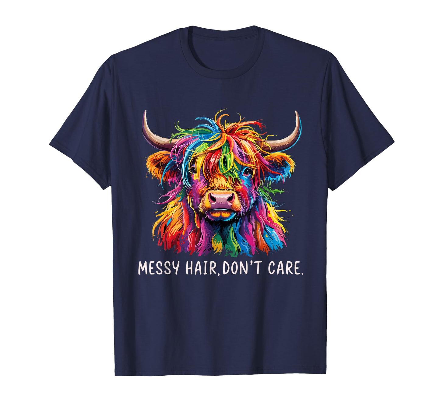 Scottish Highland Cow Messy Hair Heifer Country Farmer Girls T-Shirt
