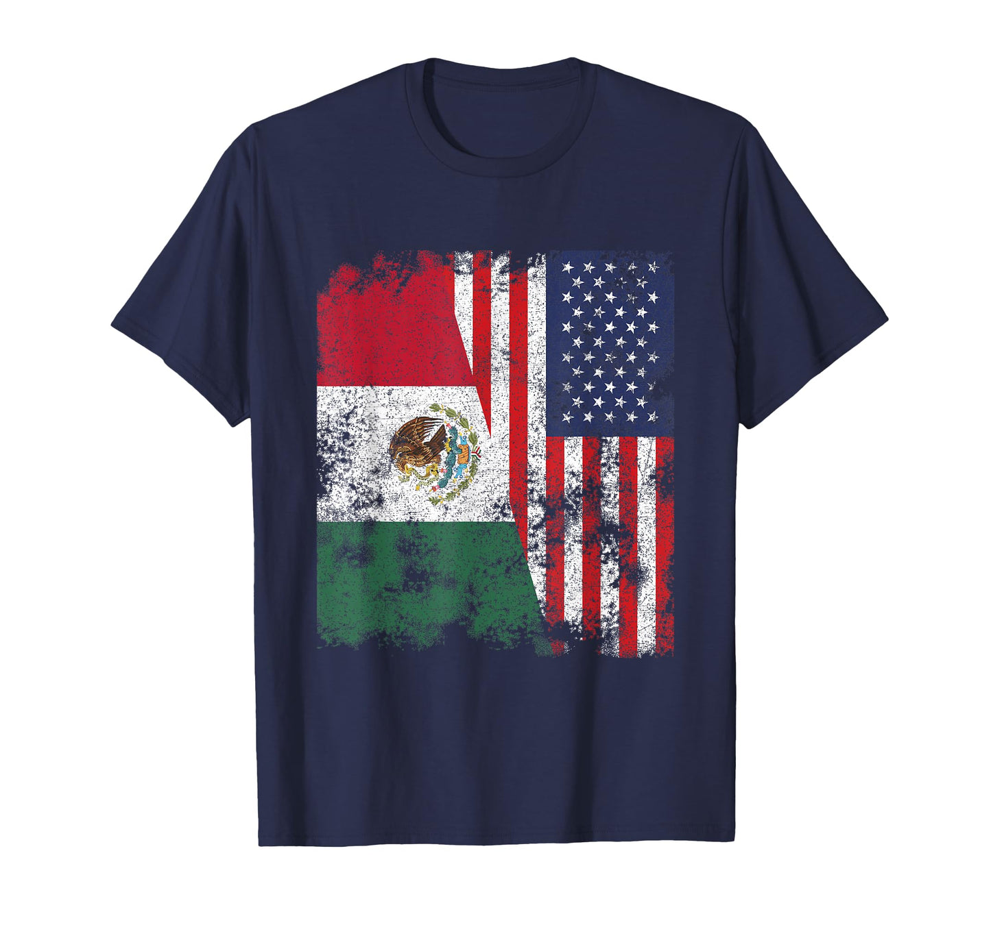 Mexico USA Flag Distressed - Half American T-Shirt