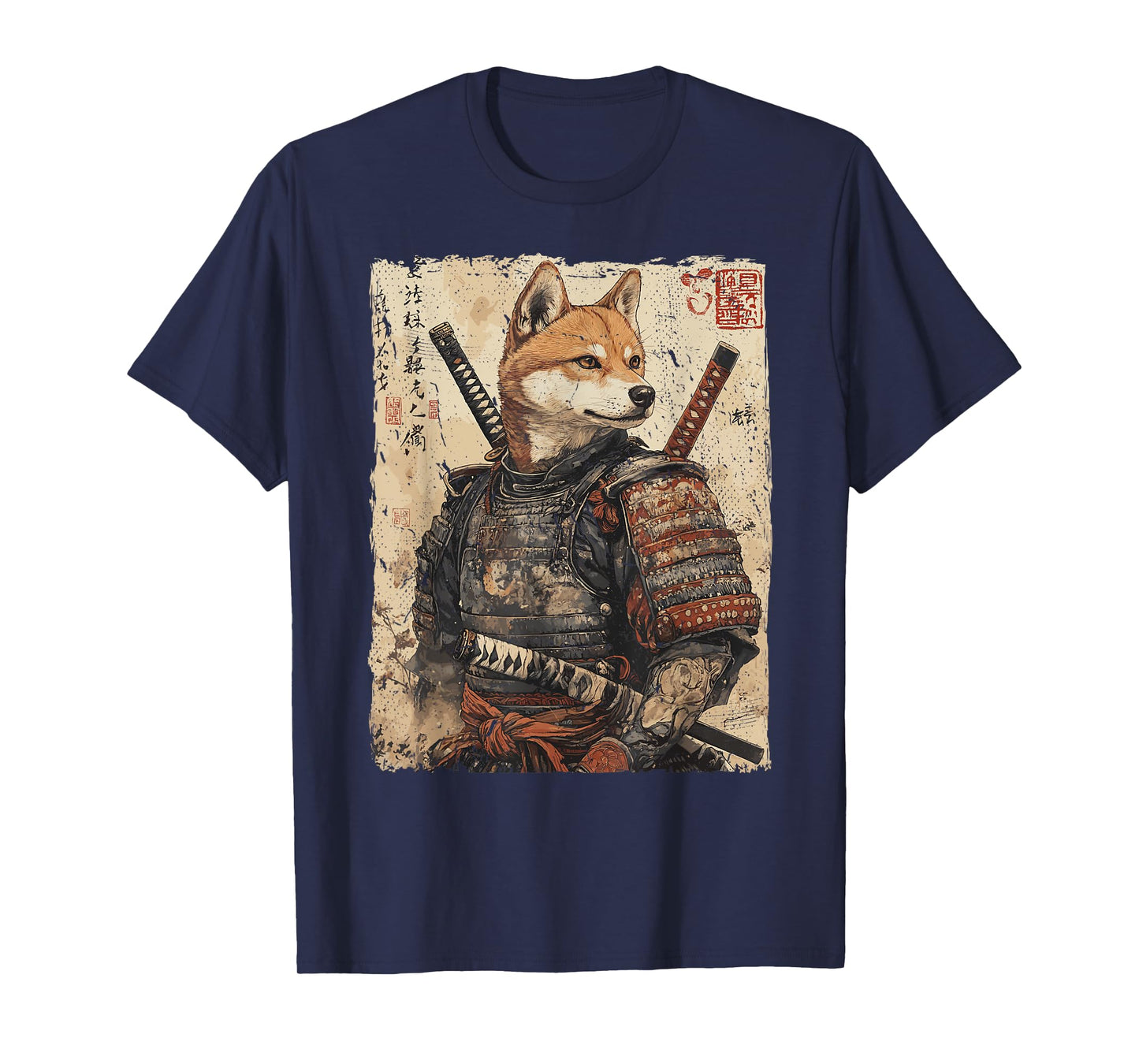 Samurai Dog Warrior Japanese Ukiyo-e Artwork Dog Samurai T-Shirt for Men Women Kids