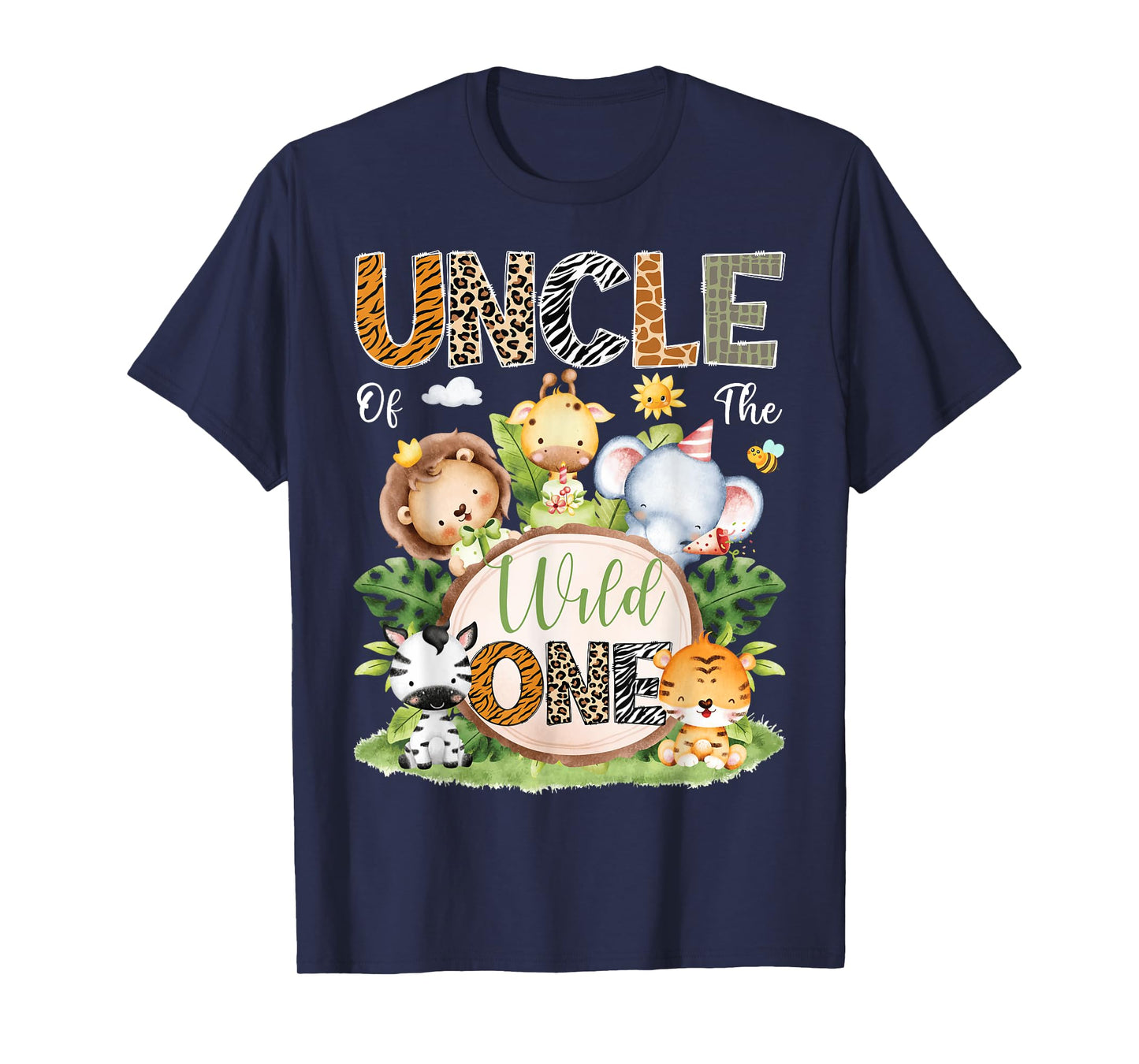 Uncle Of The Wild One 1St Birthday Kids Safari Jungle T-Shirt